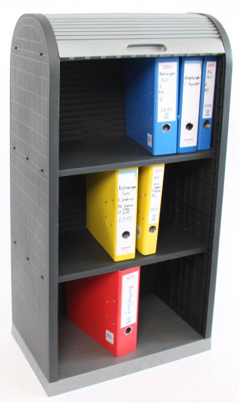 Universal Rollladenschrank, B&uuml;ro Jalousie Schrank, Kunststoff 120x58x38cm 