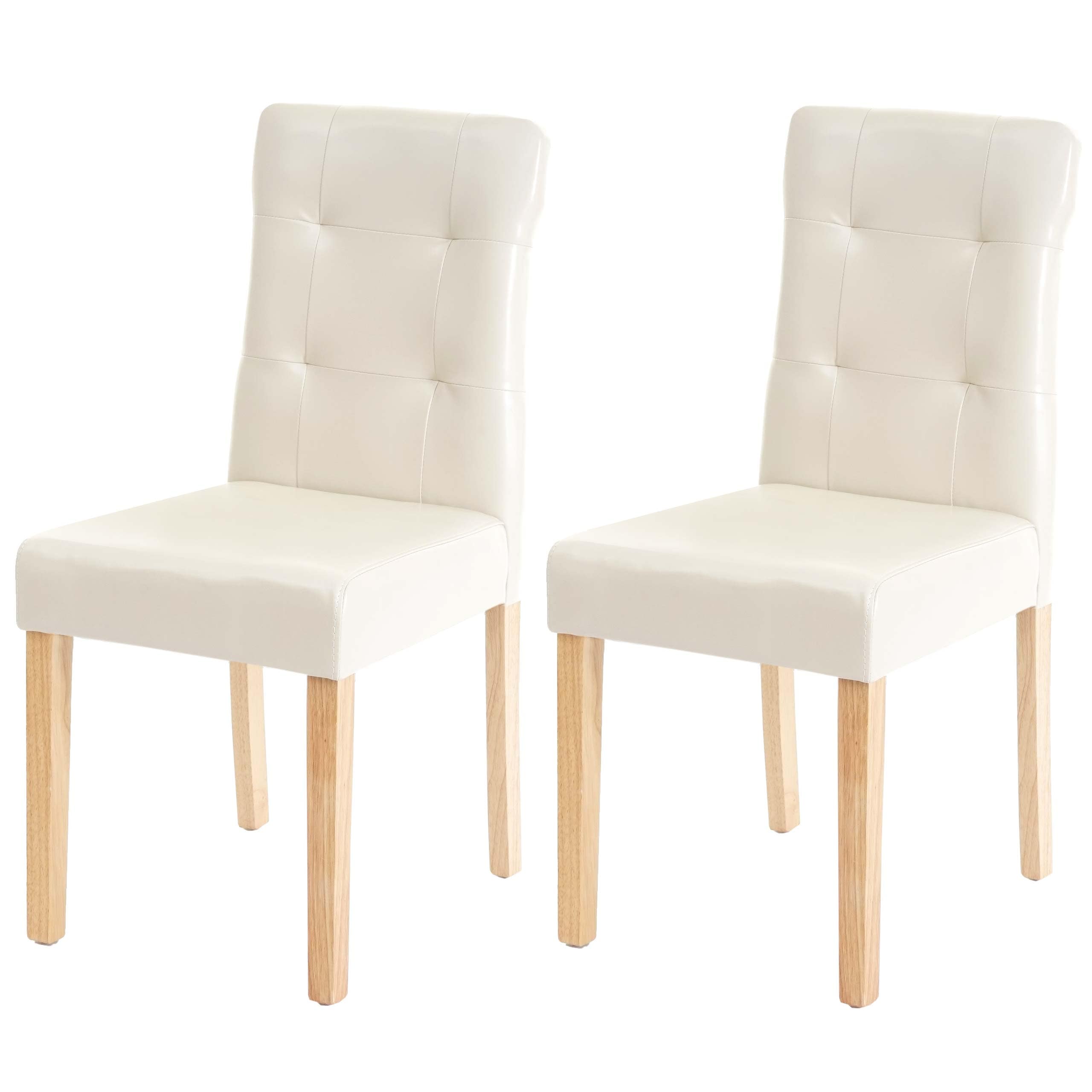 2er-Set Esszimmerstuhl MCW-E58, Stuhl Essst&uuml;hle ~ Kunstleder creme, helle Beine 