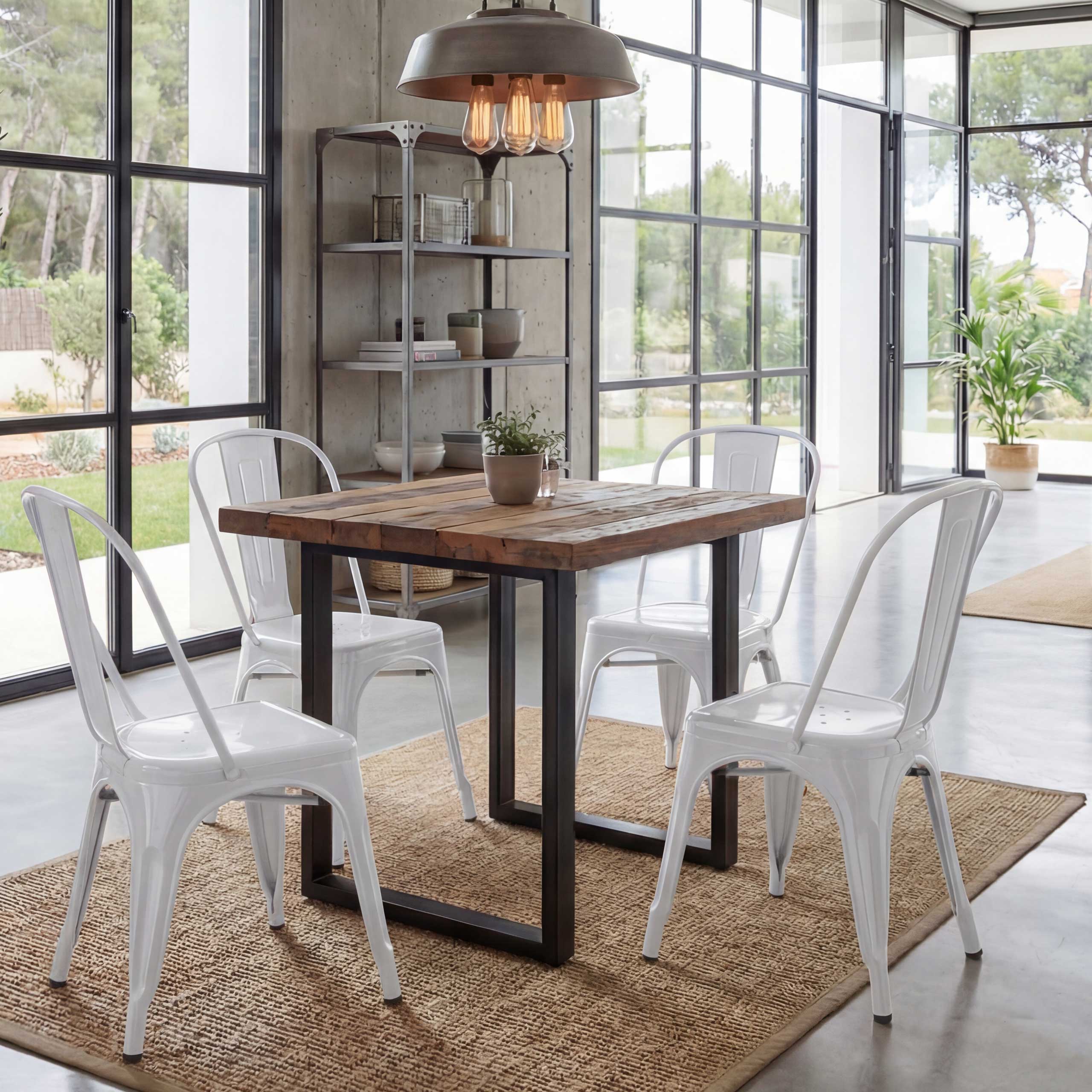 4er-Set Stuhl MCW-A73, Bistrostuhl Stapelstuhl, Metall Industriedesign stapelbar ~ wei&szlig; 