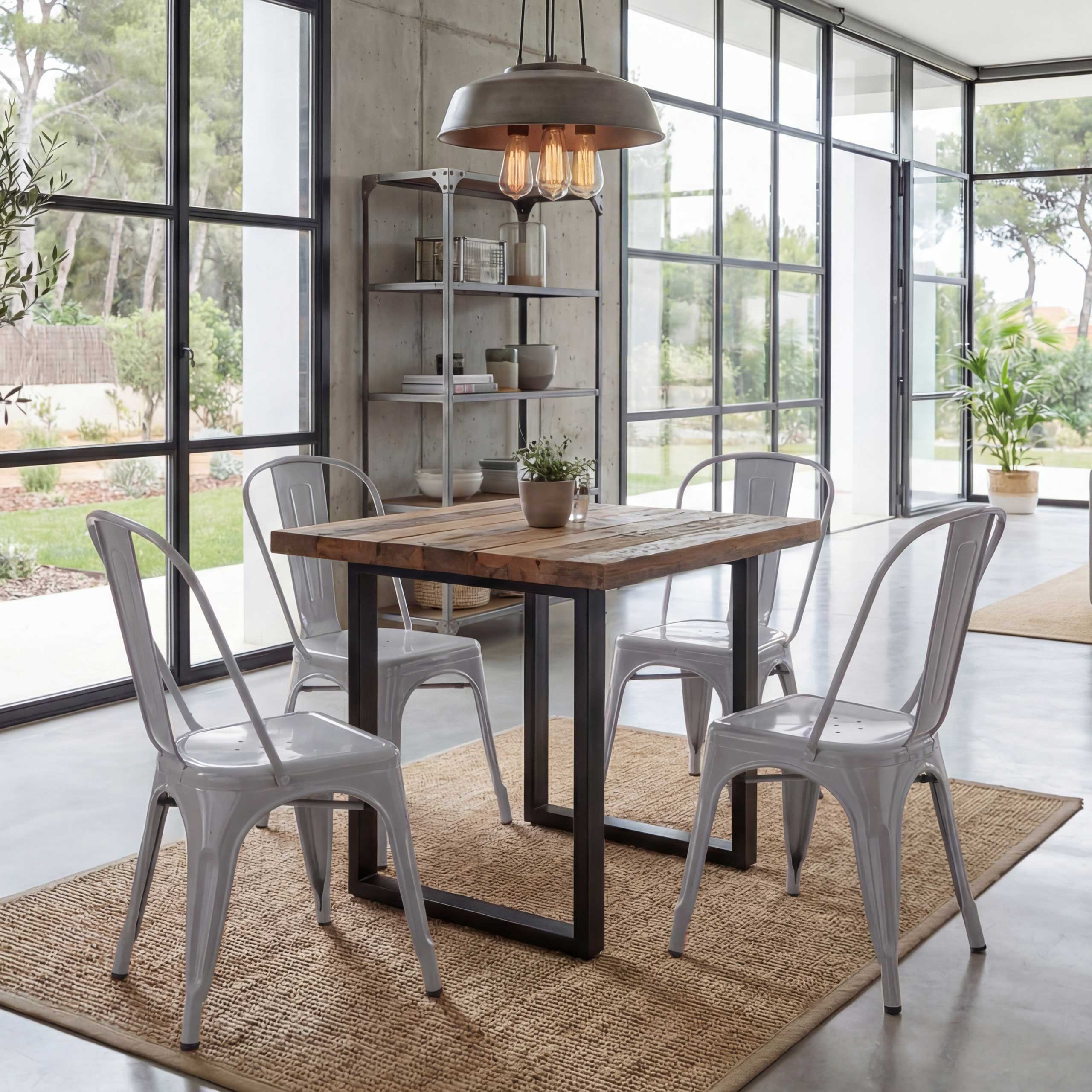 4er-Set Stuhl MCW-A73, Bistrostuhl Stapelstuhl, Metall Industriedesign stapelbar ~ grau 