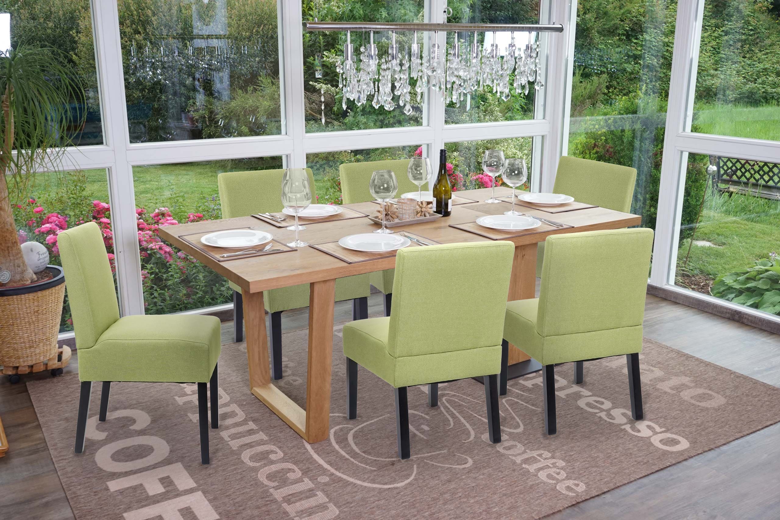 6er-Set Esszimmerstuhl MCW-F61, Stuhl Lounge-Stuhl, Stoff/Textil ~ gr&uuml;n 