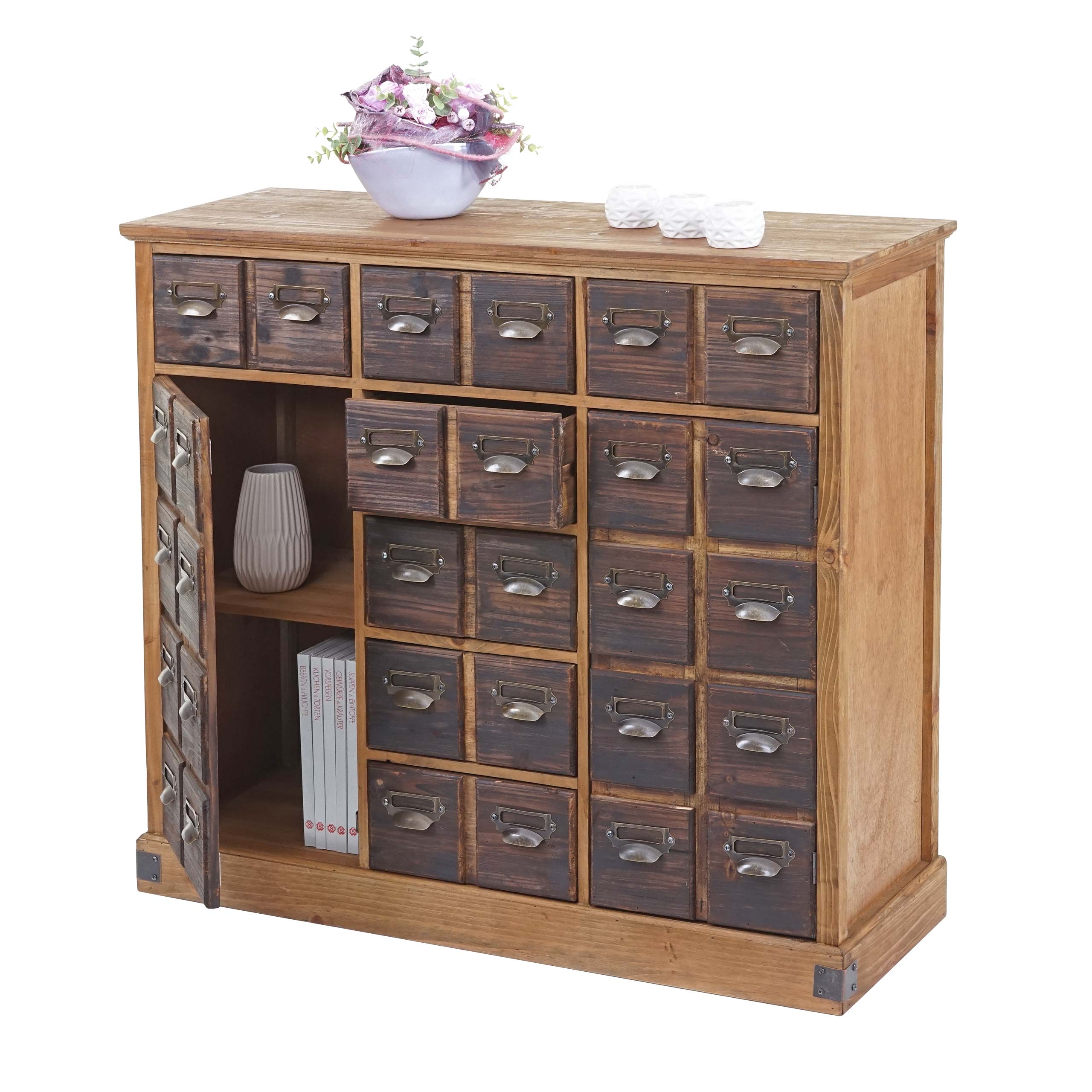Apothekerkommode MCW-F33, Schubladenschrank, Tanne Holz massiv Vintage 90x100x35cm 