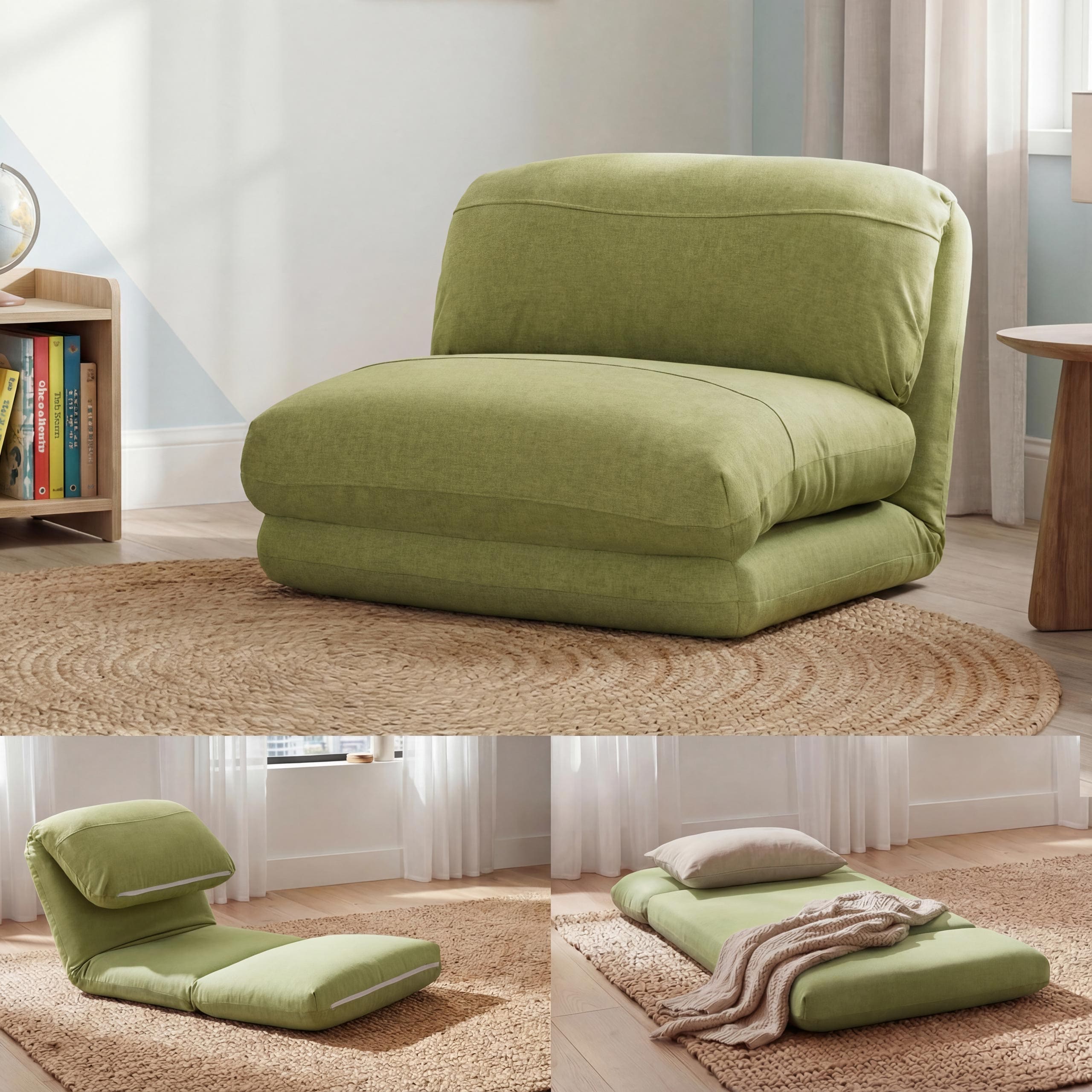 Schlafsessel MCW-E68, Schlafsofa Funktionssessel Klappsessel Relaxsessel, Stoff/Textil ~ gr&uuml;n 