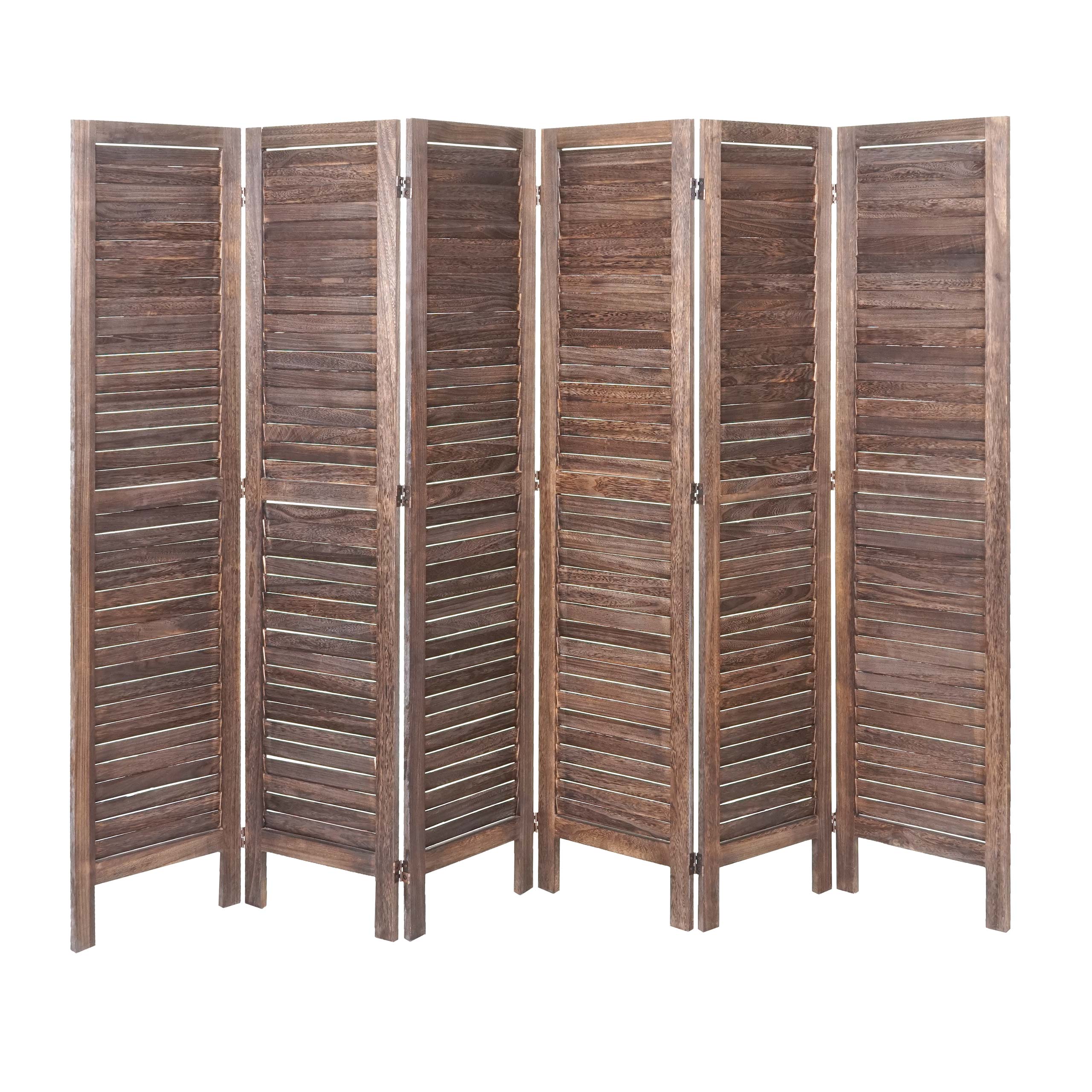 Paravent MCW-G30, Trennwand Sichtschutz Raumteiler, Shabby-Look 170x240cm ~ braun 