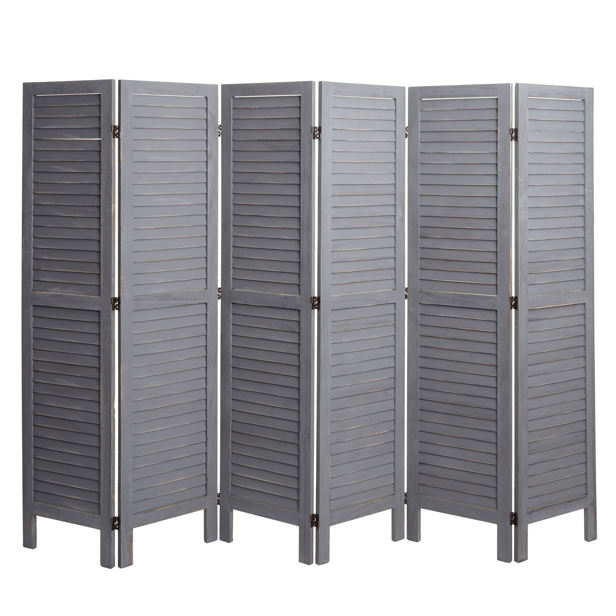 Paravent MCW-G30, Trennwand Sichtschutz Raumteiler, Shabby-Look 170x240cm ~ grau 