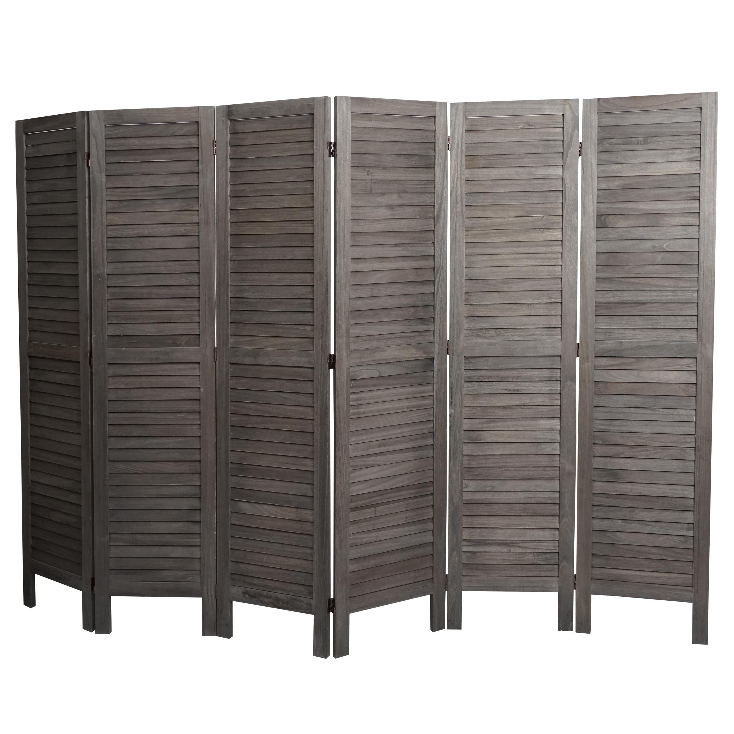 Paravent MCW-G30, Trennwand Sichtschutz Raumteiler, Shabby-Look 170x240cm ~ grau-braun 
