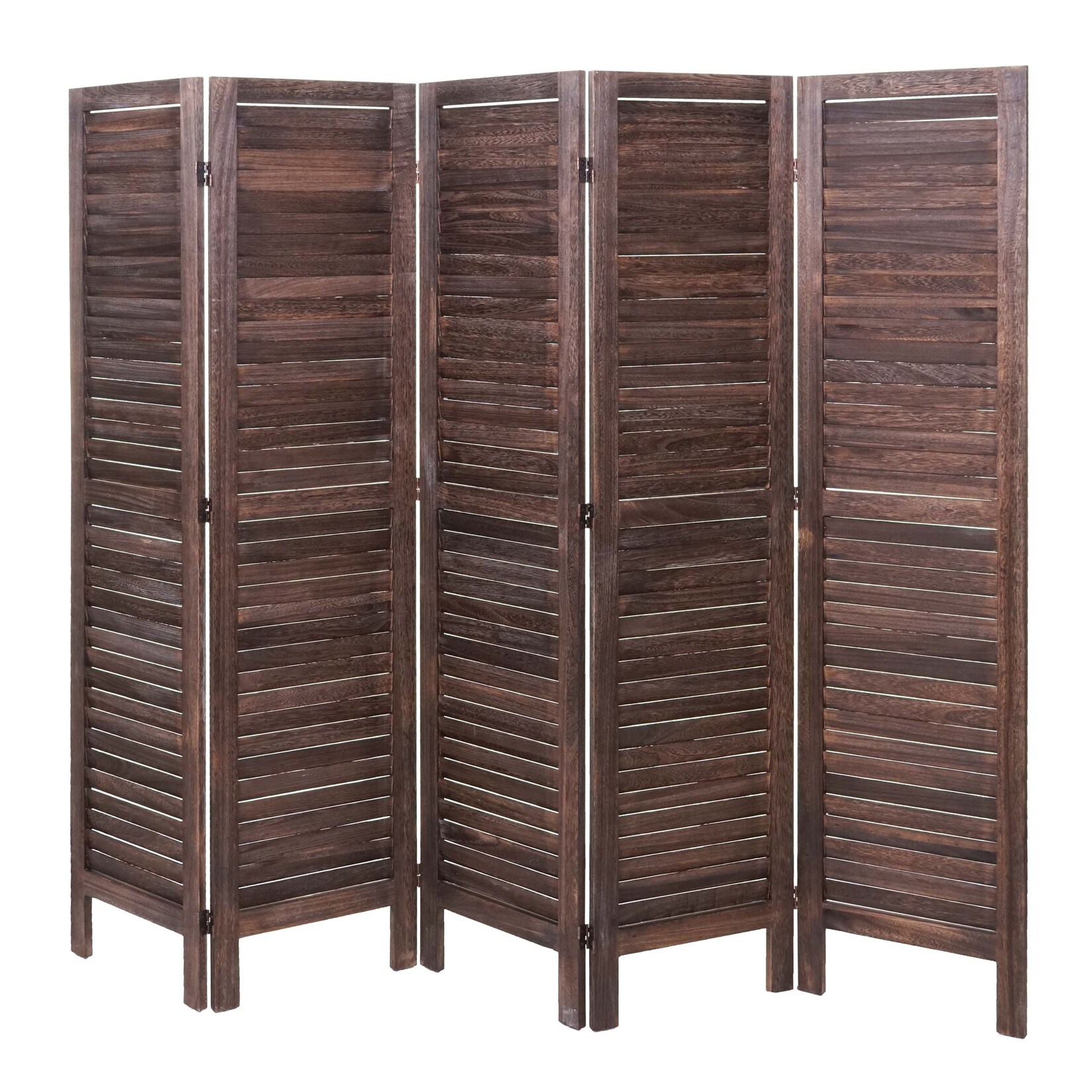 Paravent MCW-G30, Trennwand Sichtschutz Raumteiler, Shabby-Look 170x200cm ~ braun