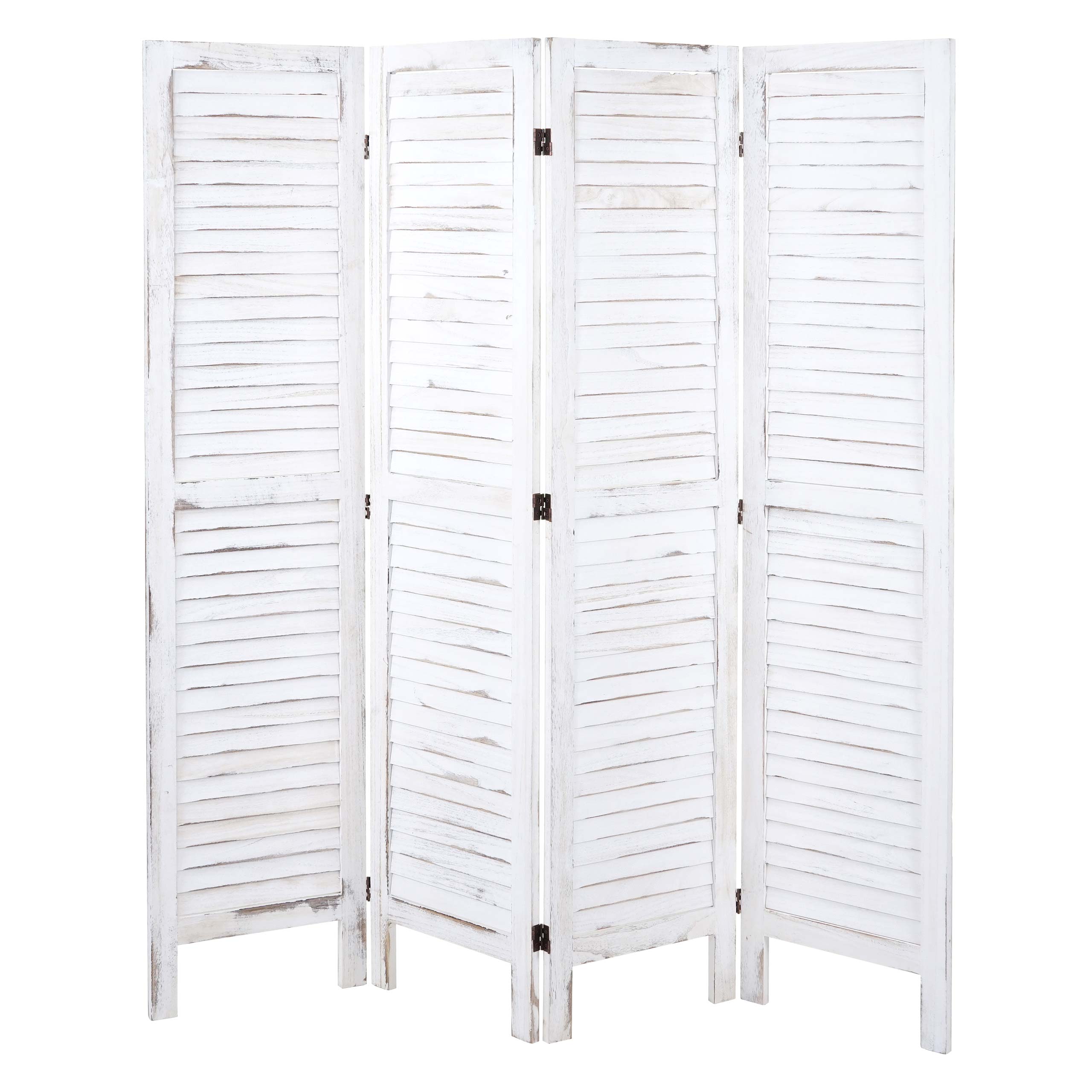 Paravent MCW-G30, Trennwand Sichtschutz Raumteiler, Shabby-Look 170x162cm ~ wei&szlig; 