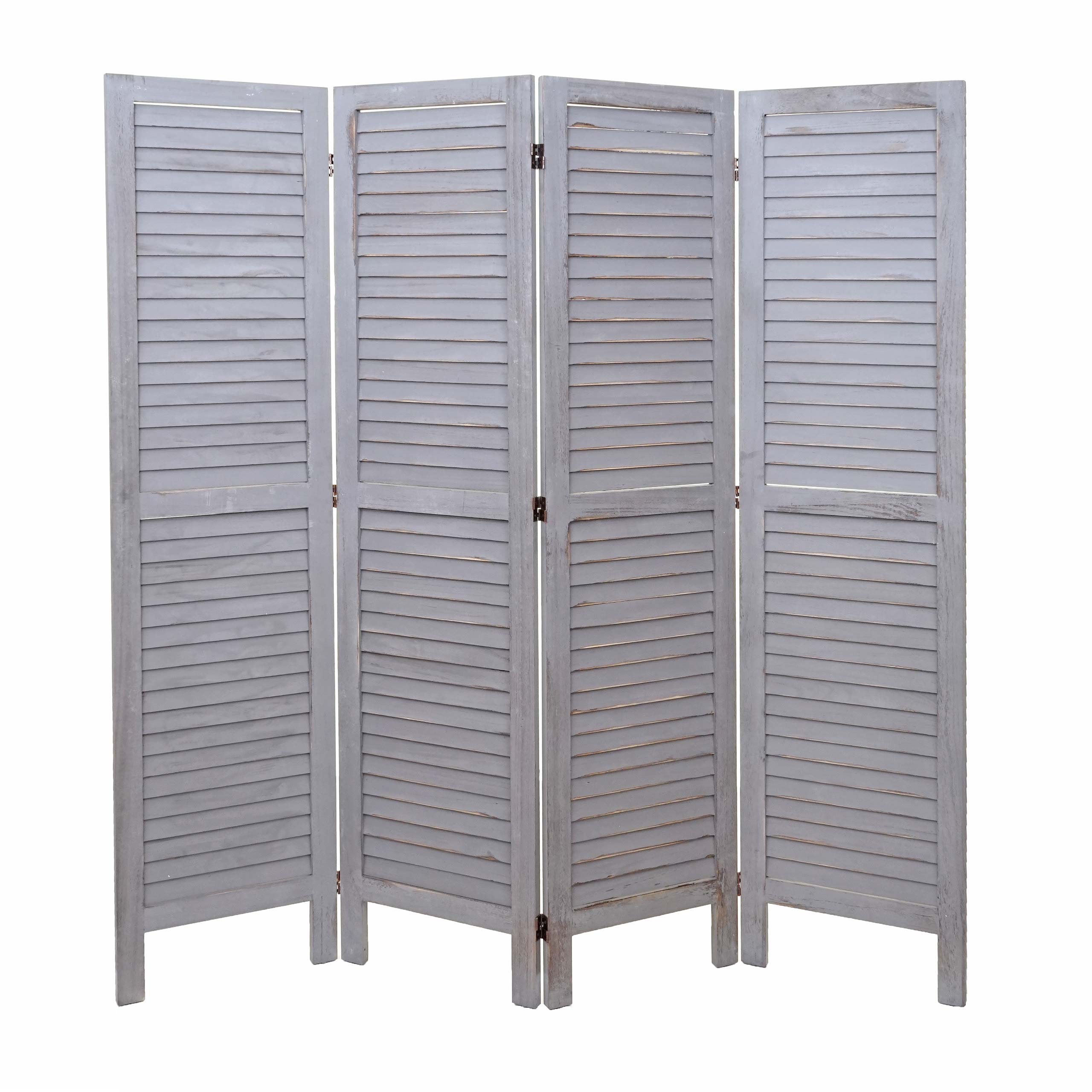 Paravent MCW-G30, Trennwand Sichtschutz Raumteiler, Shabby-Look 170x162cm ~ grau 