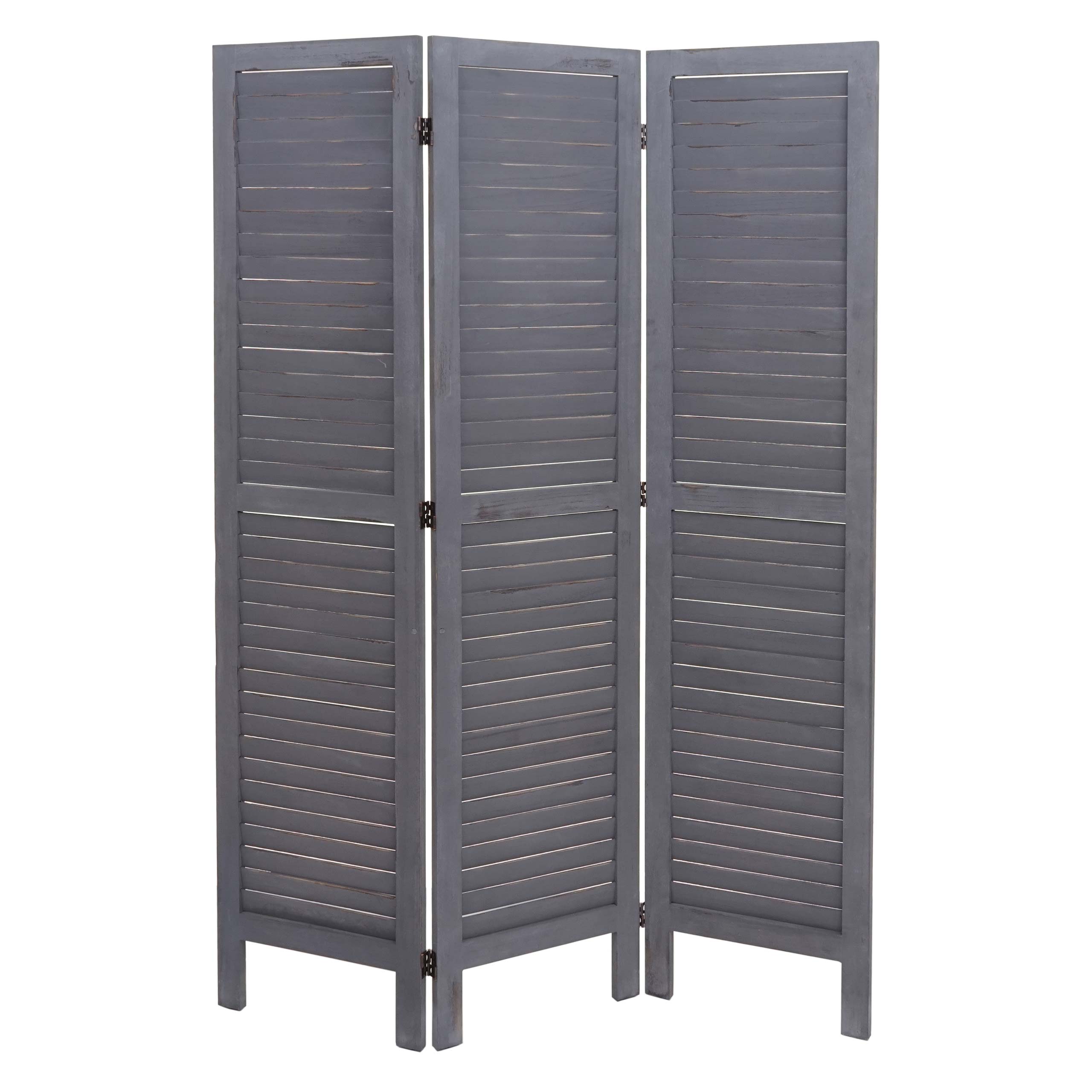 Paravent MCW-G30, Trennwand Sichtschutz Raumteiler, Shabby-Look 170x120cm ~ grau 