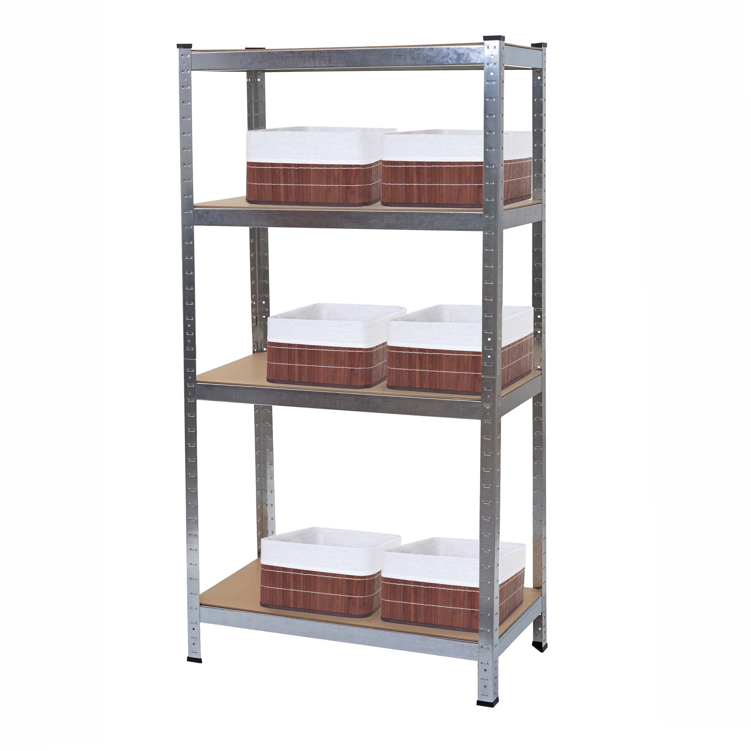 Schwerlastregal MCW-D67, Werkstattregal, 160x80x40cm Traglast bis 320kg mit 6x Aufbewahrungskorb MCW-C21 ~ verzinkt 