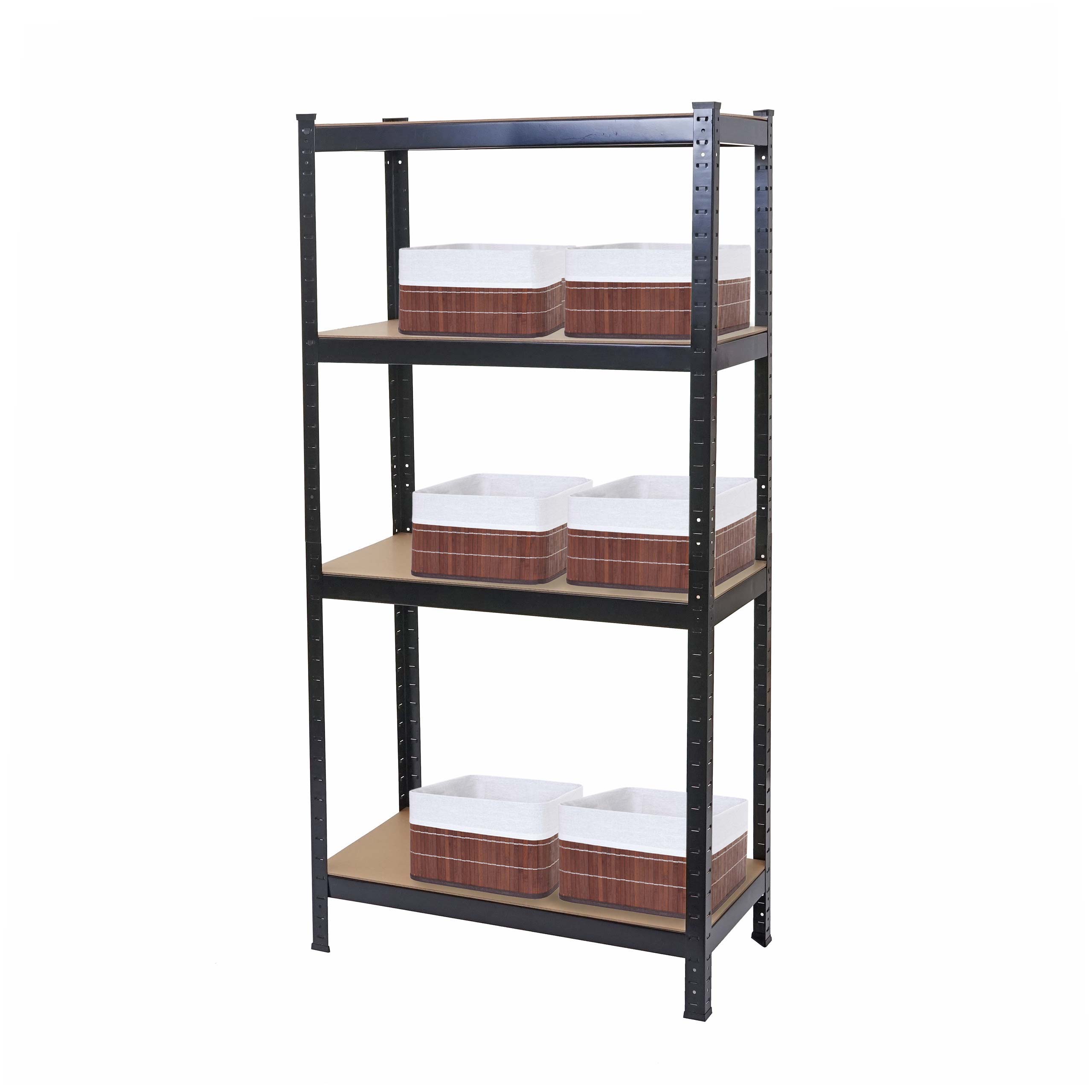 Schwerlastregal MCW-D67, Werkstattregal, 160x80x40cm Traglast bis 320kg mit 6x Aufbewahrungskorb MCW-C21 ~ schwarz 