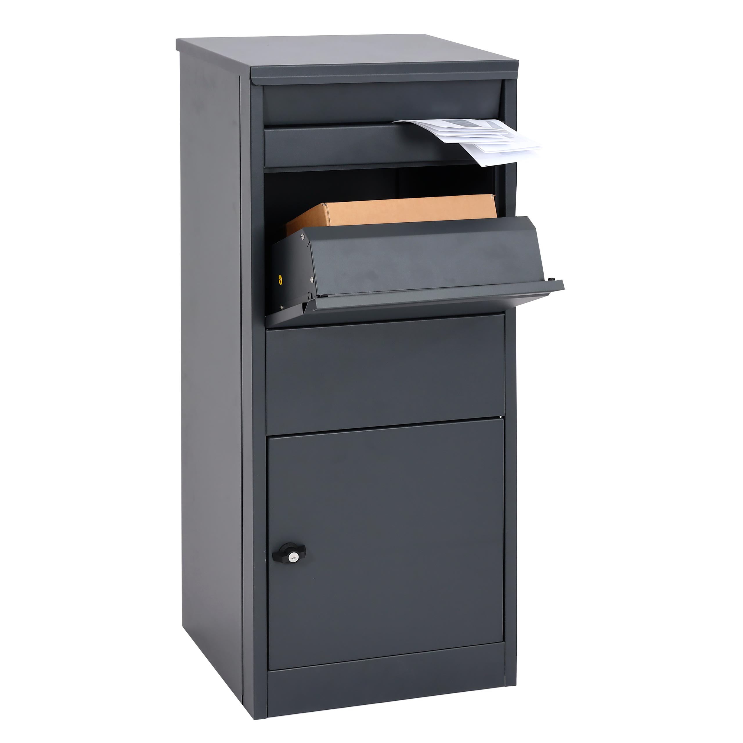 Paketkasten MCW-G80, Paketbox Standbriefkasten Briefkasten Gr&ouml;&szlig;e L ~ verzinkt anthrazit 