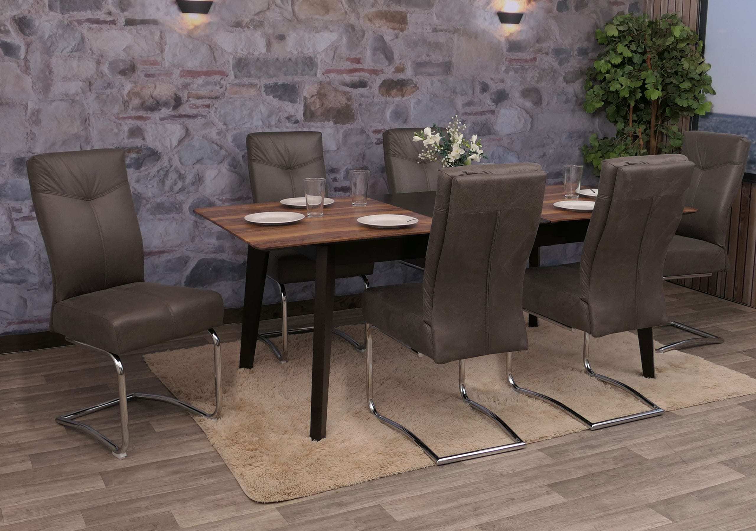 6er-Set Esszimmerstuhl MCW-G56, K&uuml;chenstuhl Freischwinger Stuhl, Textil Wildleder-Optik ~ grau 