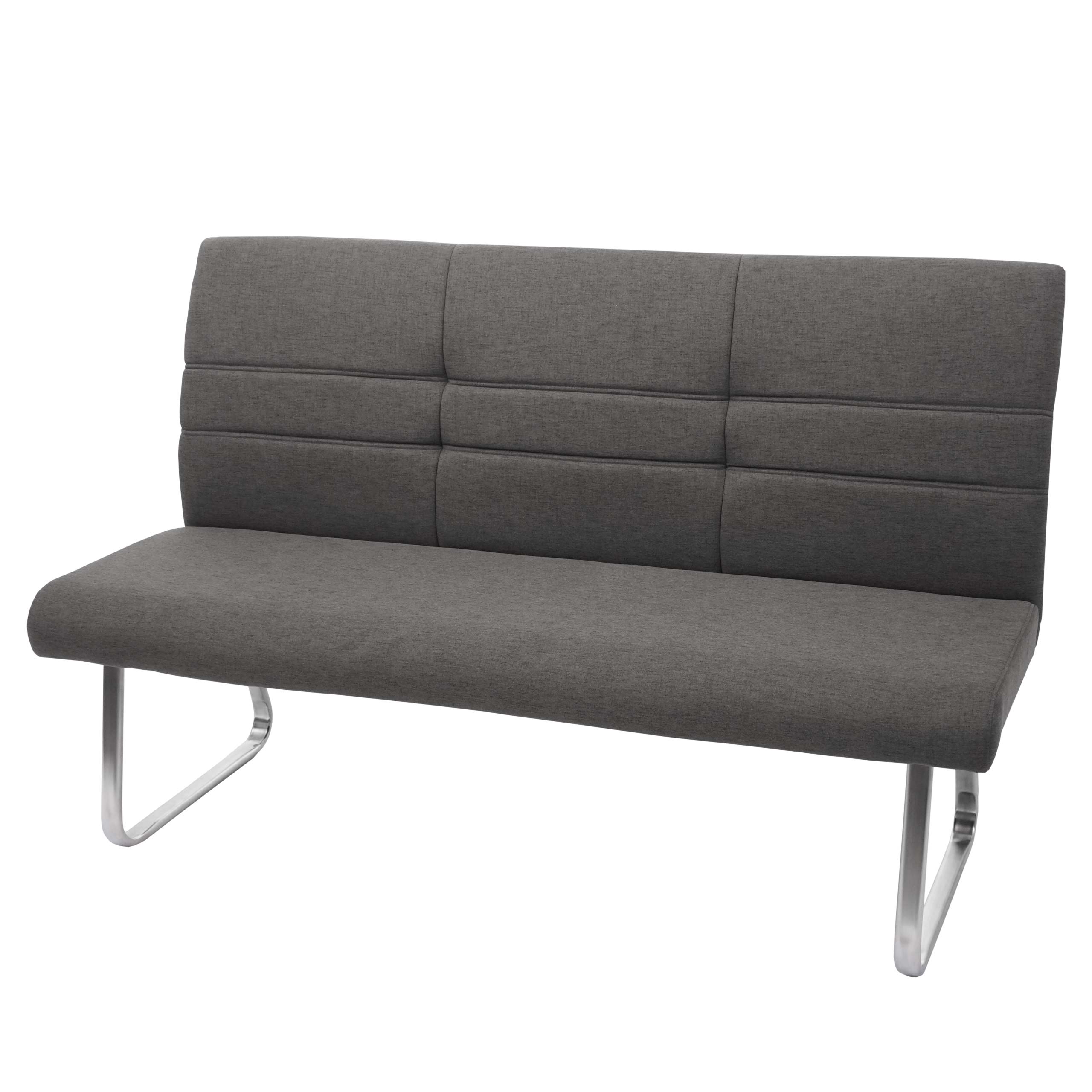 Sitzbank MCW-G55, Esszimmerbank Bank, Stoff/Textil Edelstahl geb&uuml;rstet ~ grau-braun 160cm 