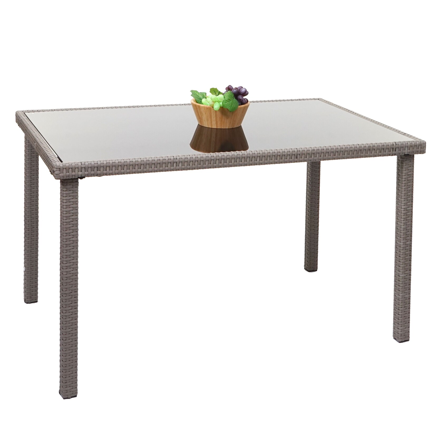 Poly-Rattan Tisch -G19, Gartentisch Balkontisch, 120x75cm ~ grau