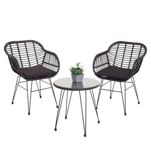 Poly-Rattan Garnitur MCW-G17, Balkon-Set Gartengarnitur Sitzgruppe Stuhl, Seil ~ anthrazit, Kissen anthrazit 