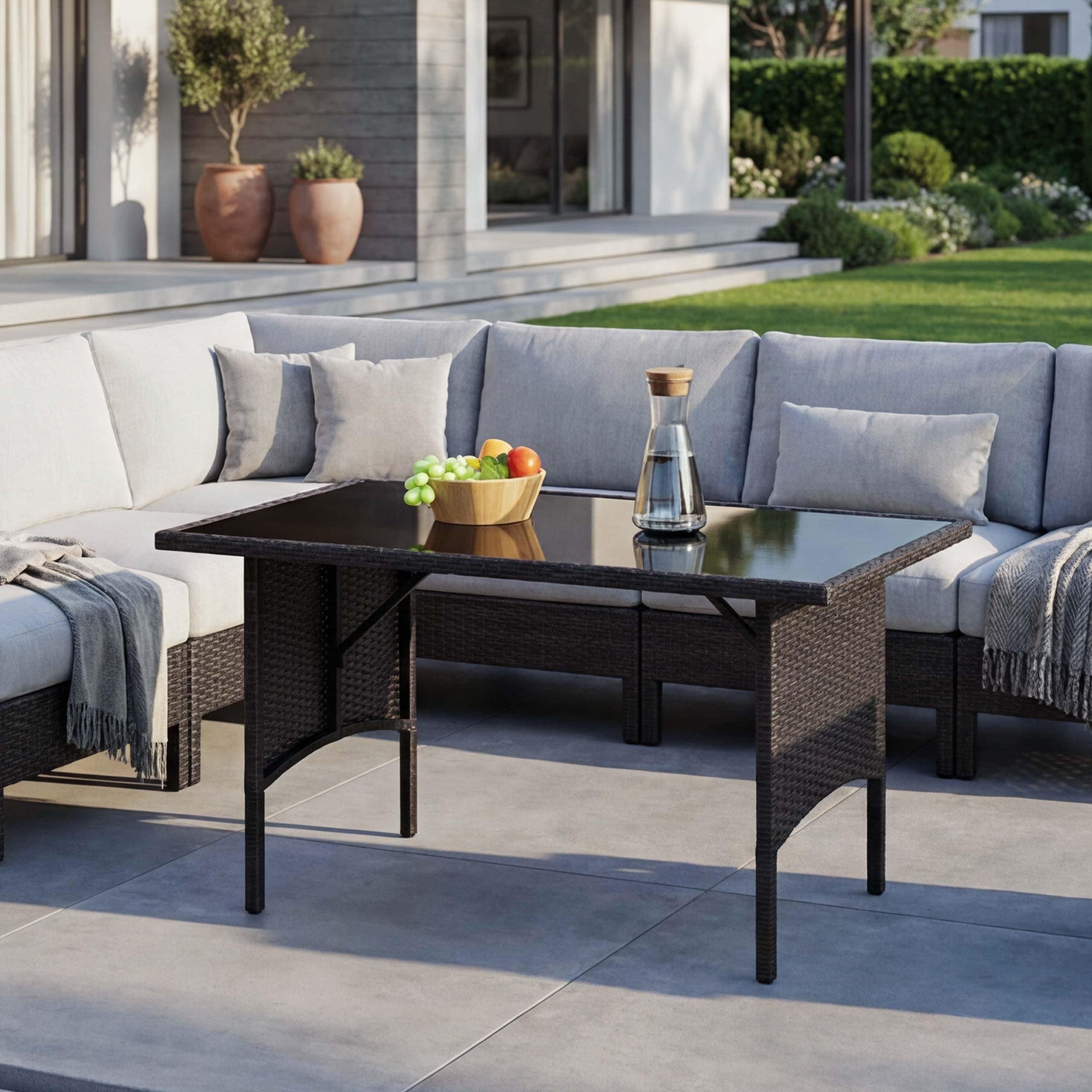 Poly-Rattan Esstisch MCW-G16, Esszimmertisch Gartentisch Tisch, Gastronomie 112x60cm ~ schwarz 