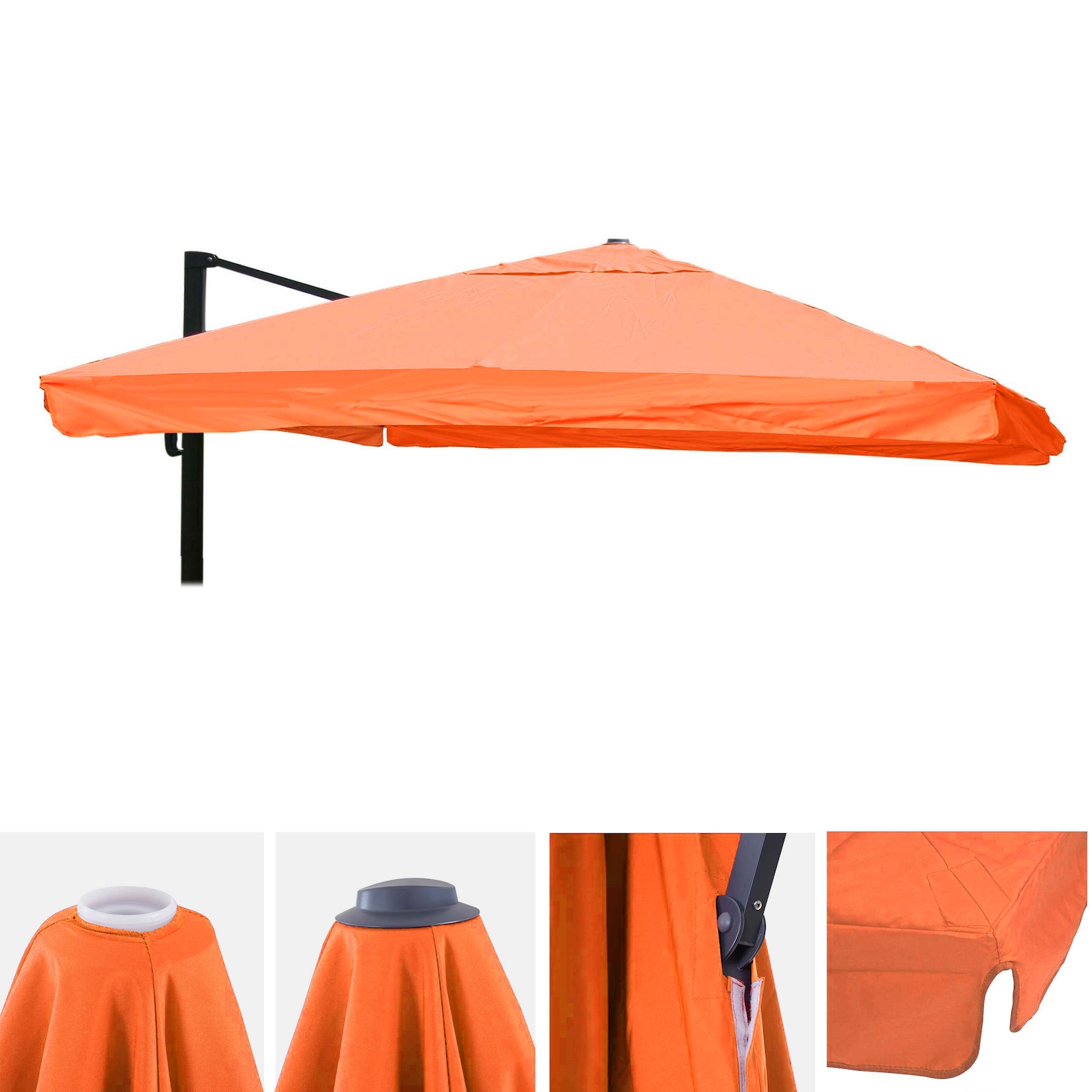 Ersatz-Bezug für Luxus-Ampelschirm MCW-A96 mit Flap, Schirmbezug Ersatzbezug, 3,5x3,5m (Ø4,95m) Polyester ~ terracotta
