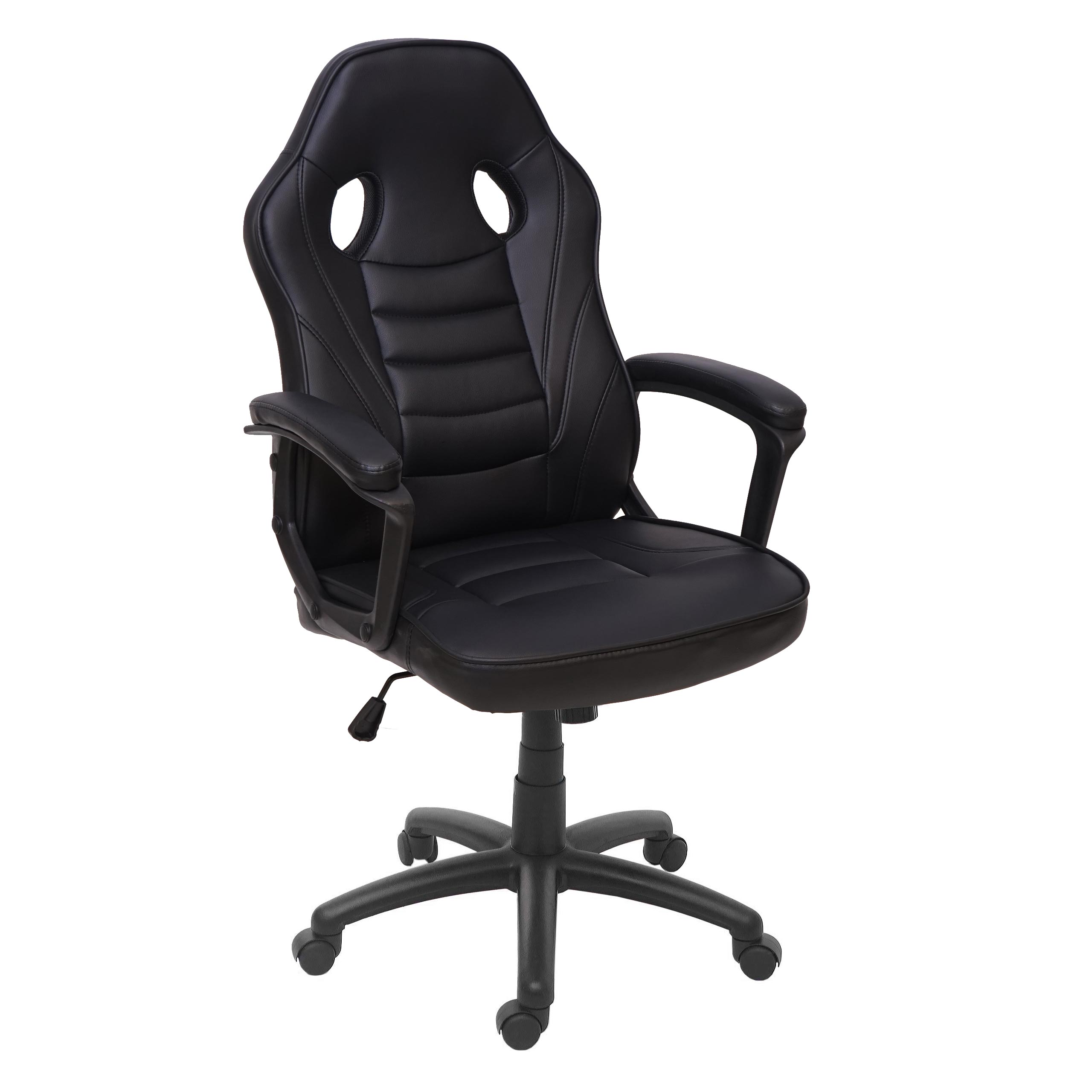 B&uuml;rostuhl MCW-F59, Schreibtischstuhl Drehstuhl Racing-Chair Gaming-Chair, Kunstleder ~ schwarz 