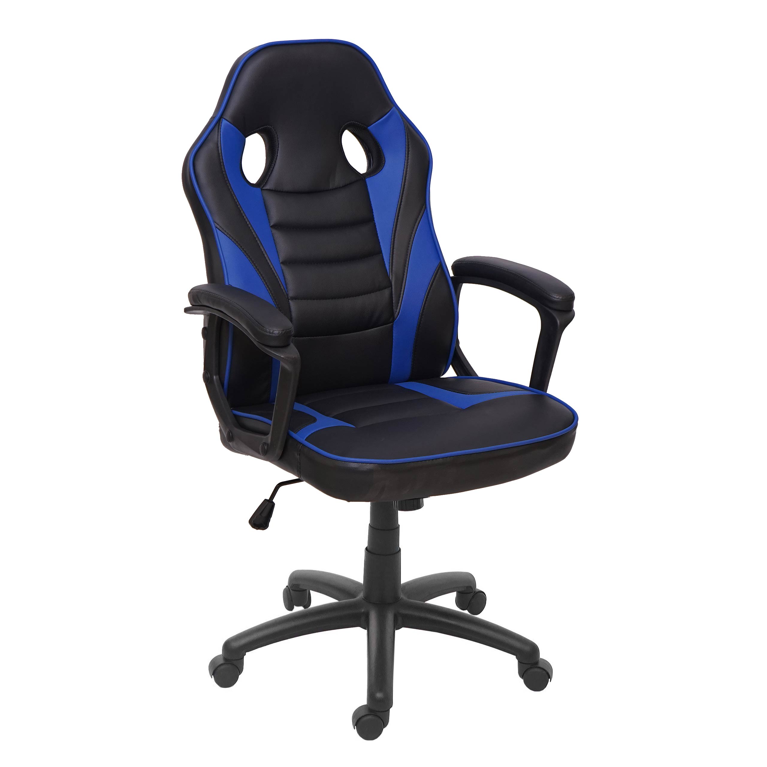 B&uuml;rostuhl MCW-F59, Schreibtischstuhl Drehstuhl Racing-Chair Gaming-Chair, Kunstleder ~ schwarz/blau 
