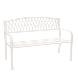 Gartenbank MCW-F45, Bank Parkbank Sitzbank, 2-Sitzer pulverbeschichteter Stahl ~ weiß 