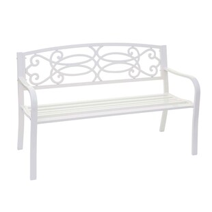 Gartenbank MCW-F44, Bank Parkbank Sitzbank, 2-Sitzer pulverbeschichteter Stahl ~ weiß 