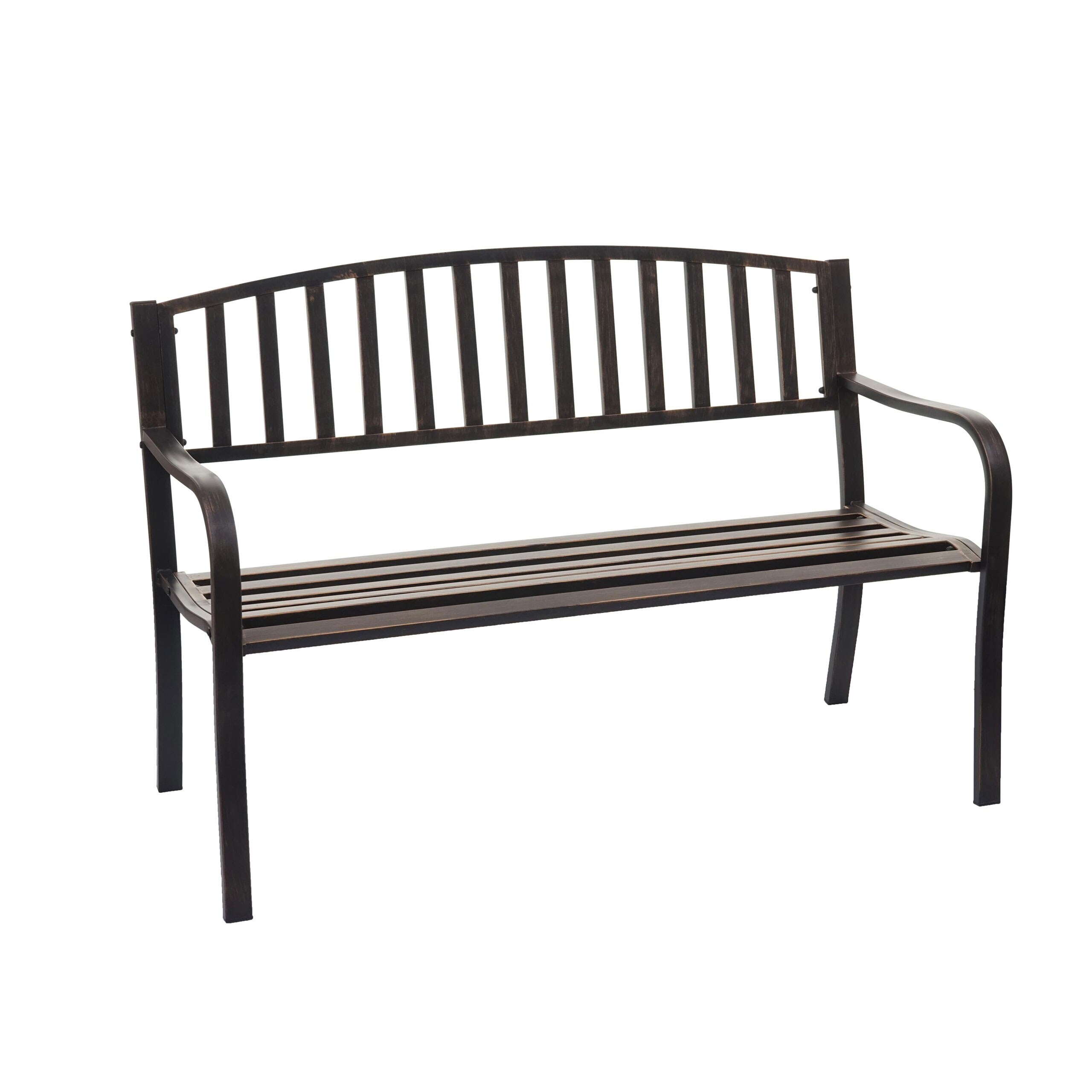 Gartenbank MCW-F43, Bank Parkbank Sitzbank, 2-Sitzer pulverbeschichteter Stahl ~ Vintage bronze 