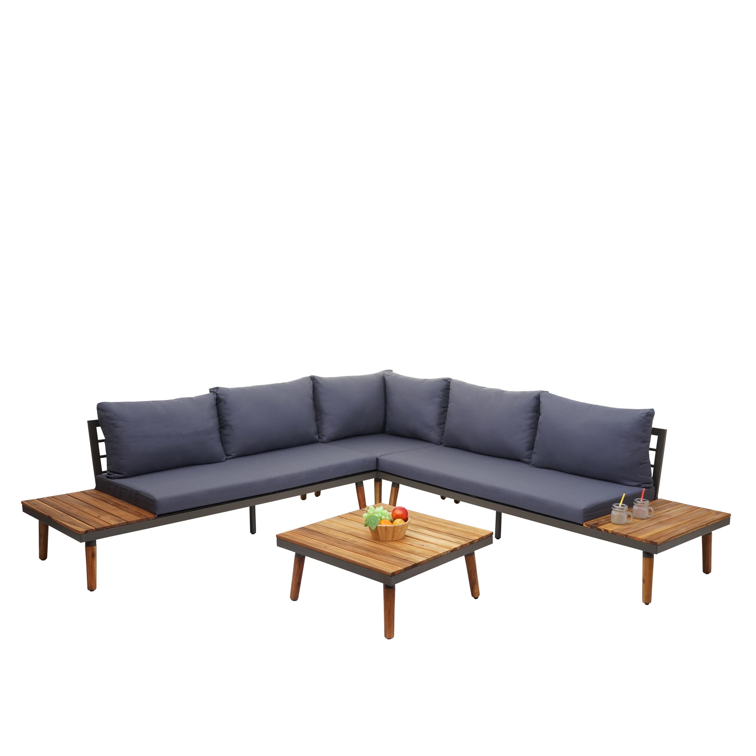 Garten-Garnitur MCW-E97, Garnitur Sitzgruppe Lounge-Set Sofa, Akazie Holz MVG-zertifiziert, grau 