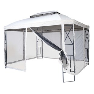 Pergola MCW-E42, Garten Pavillon, mit Moskitonetz 3,6x3m ~ creme 