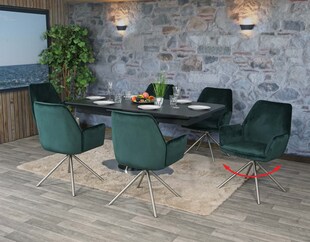 6er-Set Esszimmerstuhl MCW-G67, Küchenstuhl Armlehne, drehbar Auto-Position, Samt MVG ~ grün, Edelstahl 