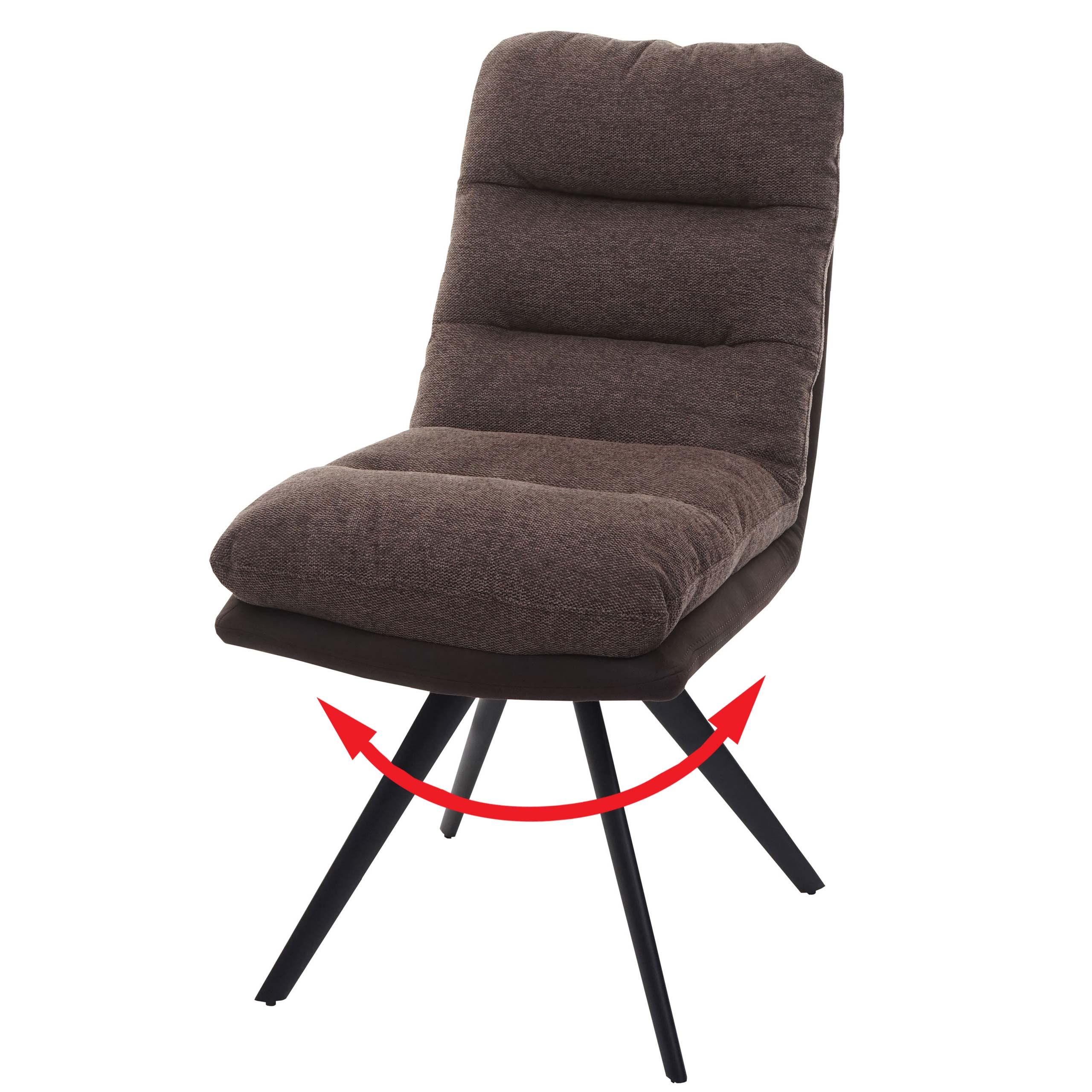 Esszimmerstuhl MCW-G66, K&uuml;chenstuhl Stuhl, drehbar Auto-Position Stoff/Textil MVG ~ braun-dunkelbraun 