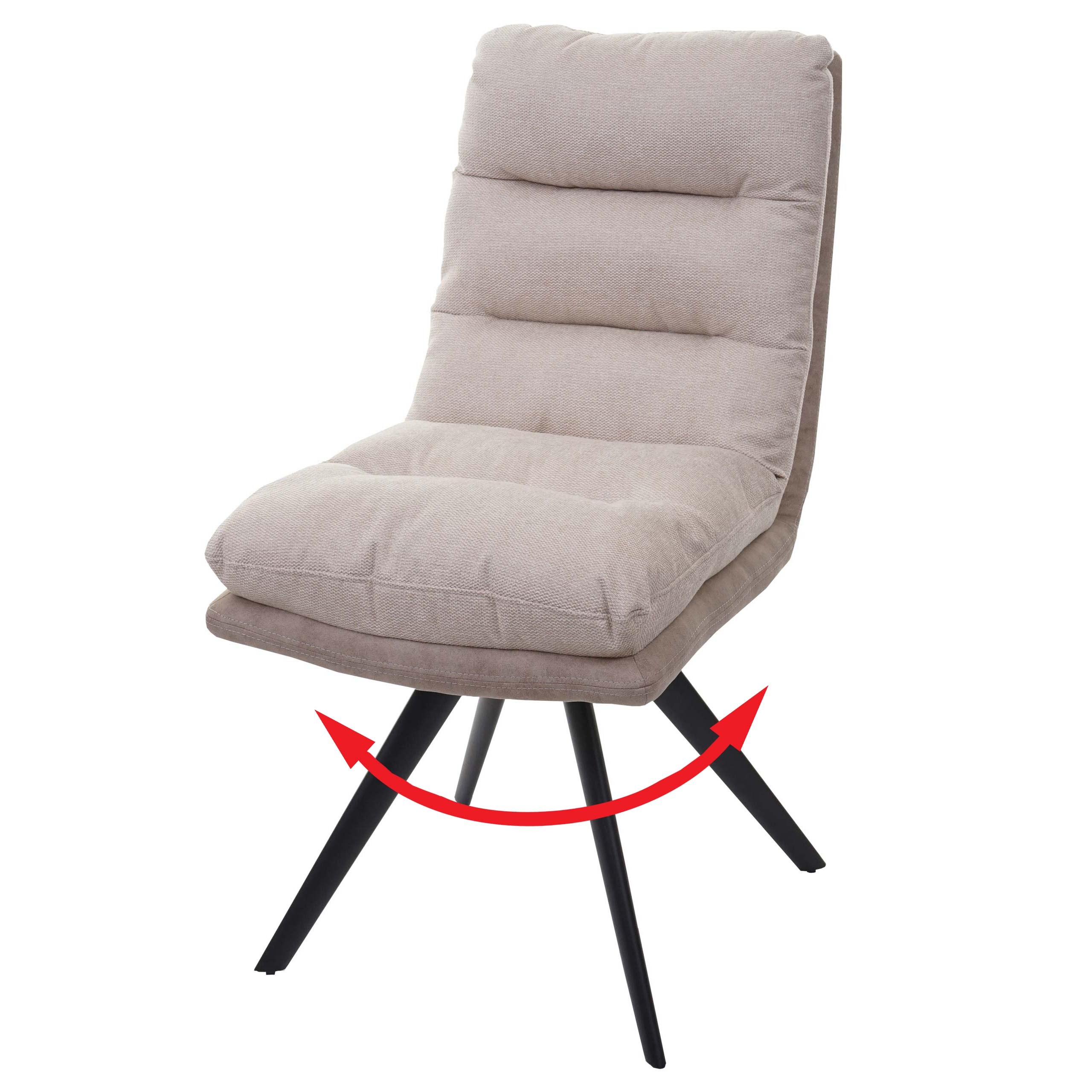 Esszimmerstuhl MCW-G66, K&uuml;chenstuhl Stuhl, drehbar Auto-Position Stoff/Textil MVG ~ creme 