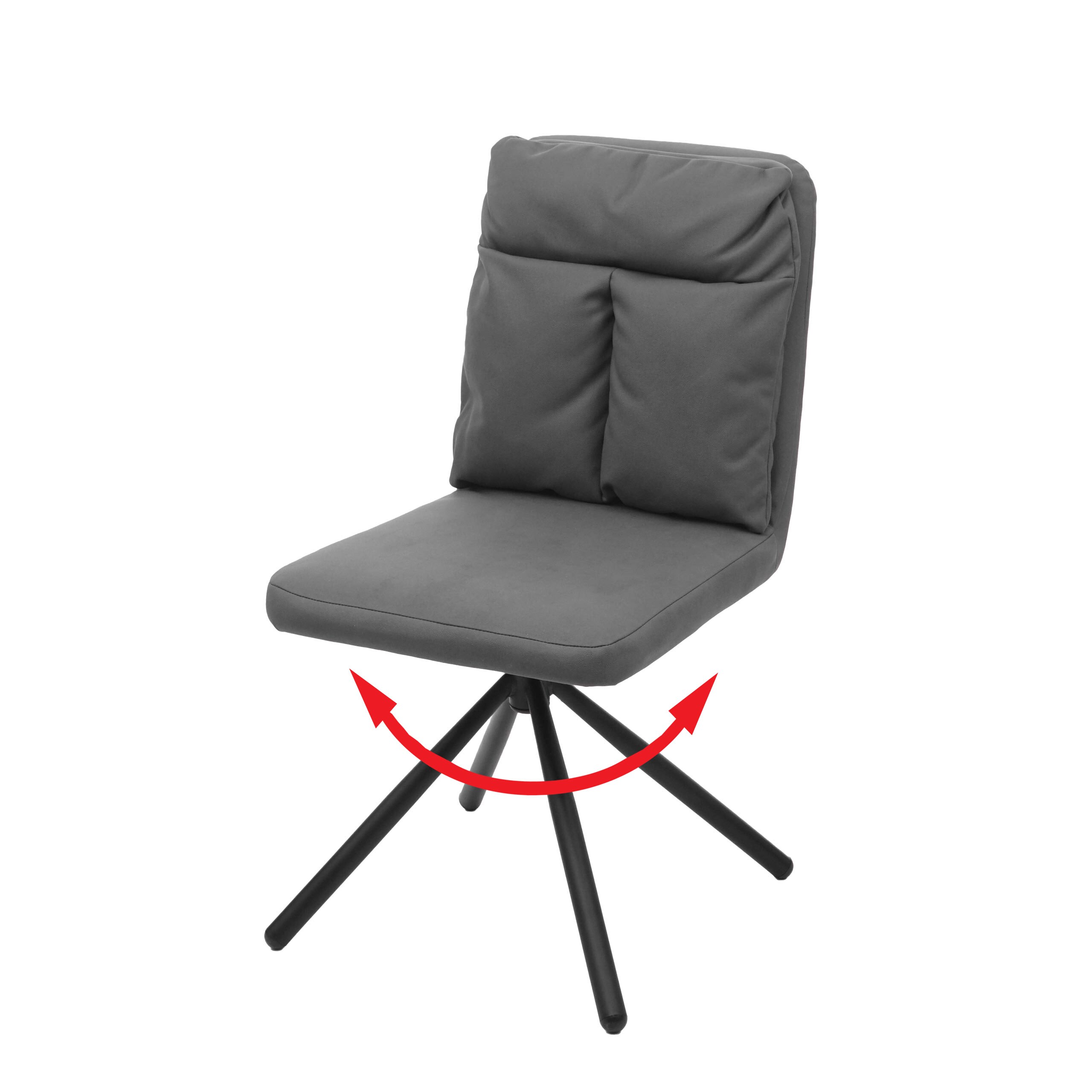 Esszimmerstuhl MCW-G58, K&uuml;chenstuhl Stuhl, drehbar Auto-Position Textil/Stoff ~ grau 