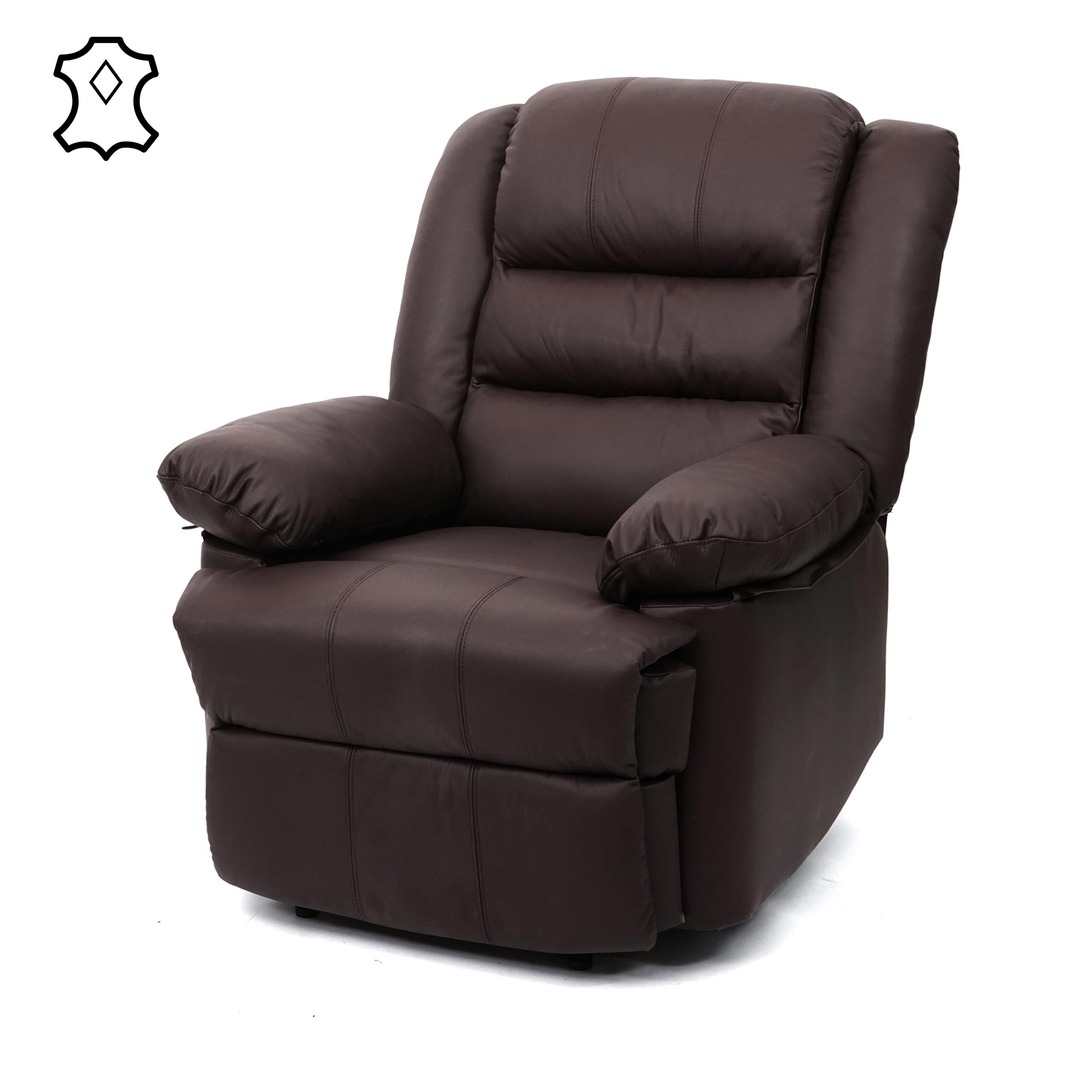 Fernsehsessel MCW-G15, Relaxsessel Liege Sessel, Leder + Kunstleder 101x87x100cm ~ braun 