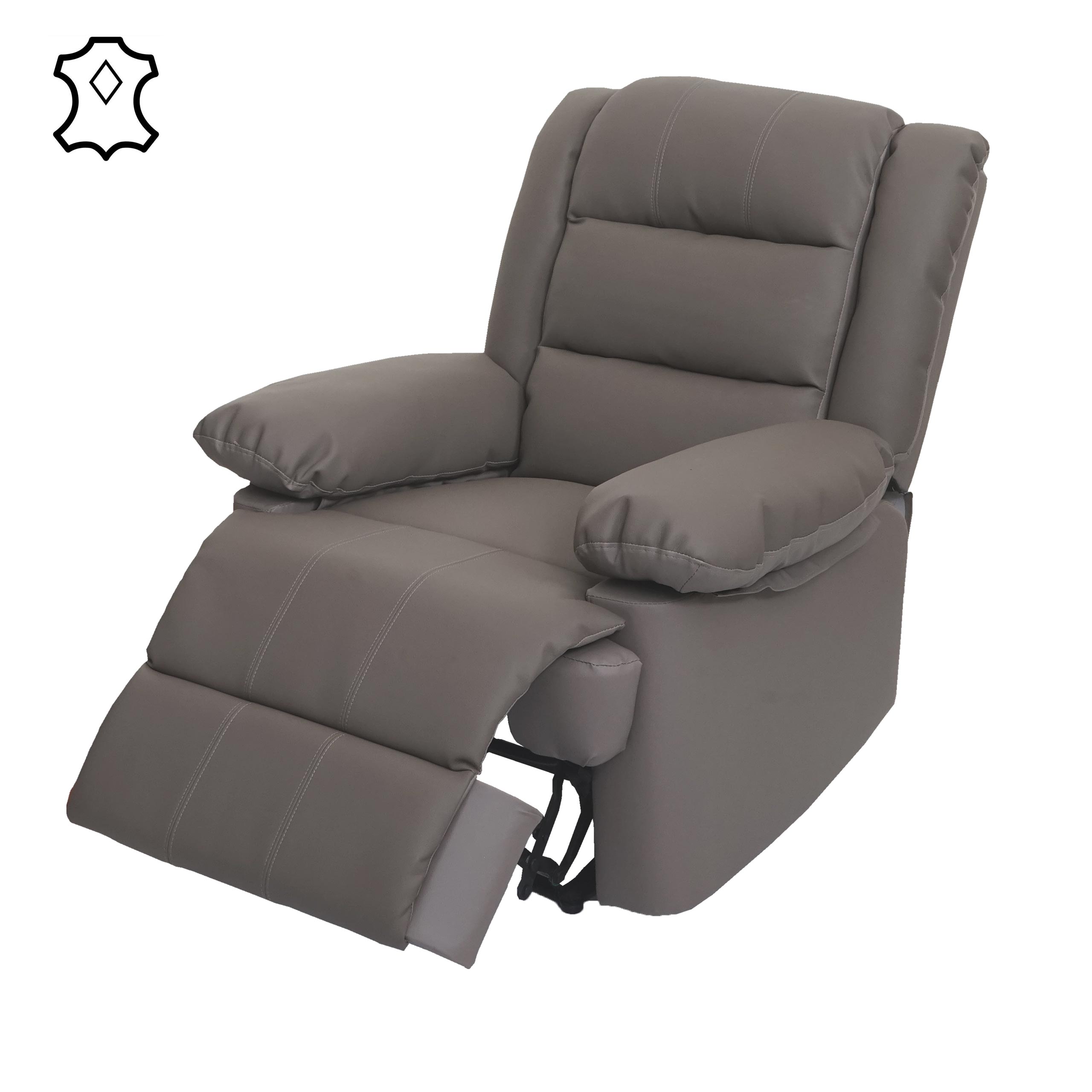 Fernsehsessel MCW-G15, Relaxsessel Liege Sessel, Leder + Kunstleder 101x87x100cm ~ taupe 