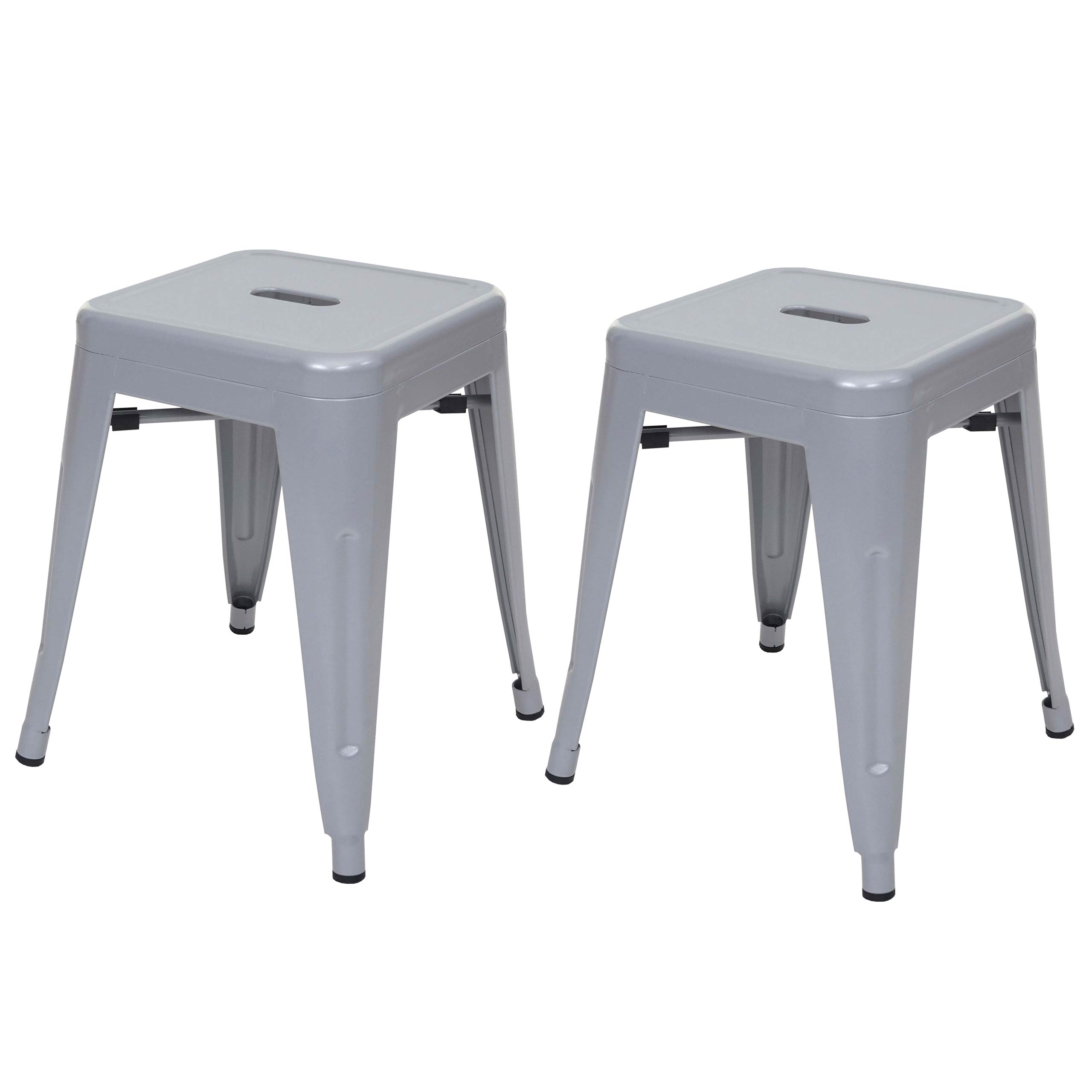 2er-Set Hocker MCW-A73, Metallhocker Sitzhocker, Metall Industriedesign stapelbar ~ grau 