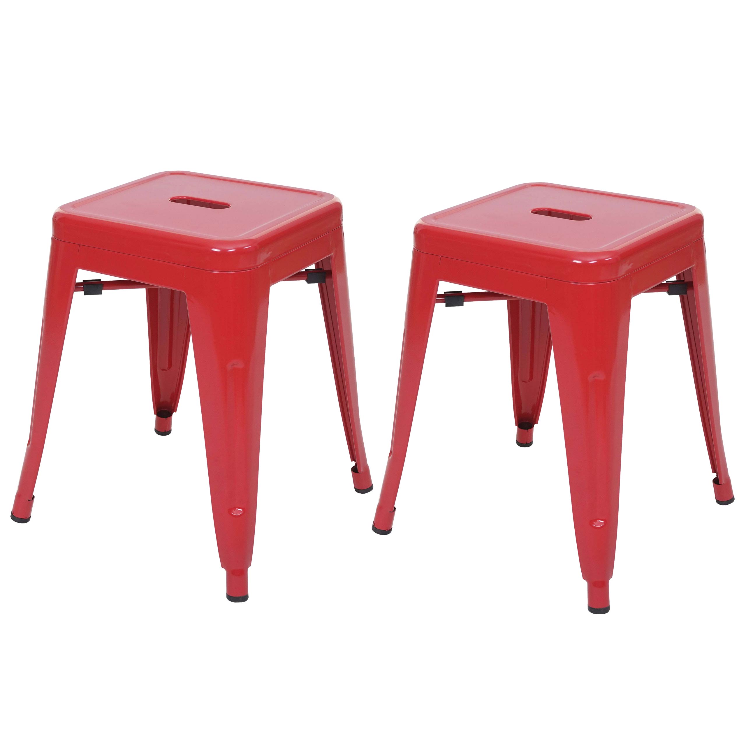 2er-Set Hocker MCW-A73, Metallhocker Sitzhocker, Metall Industriedesign stapelbar ~ rot 