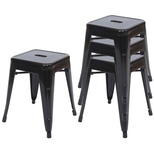 4er-Set Hocker MCW-A73, Metallhocker Sitzhocker, Metall Industriedesign stapelbar ~ schwarz 
