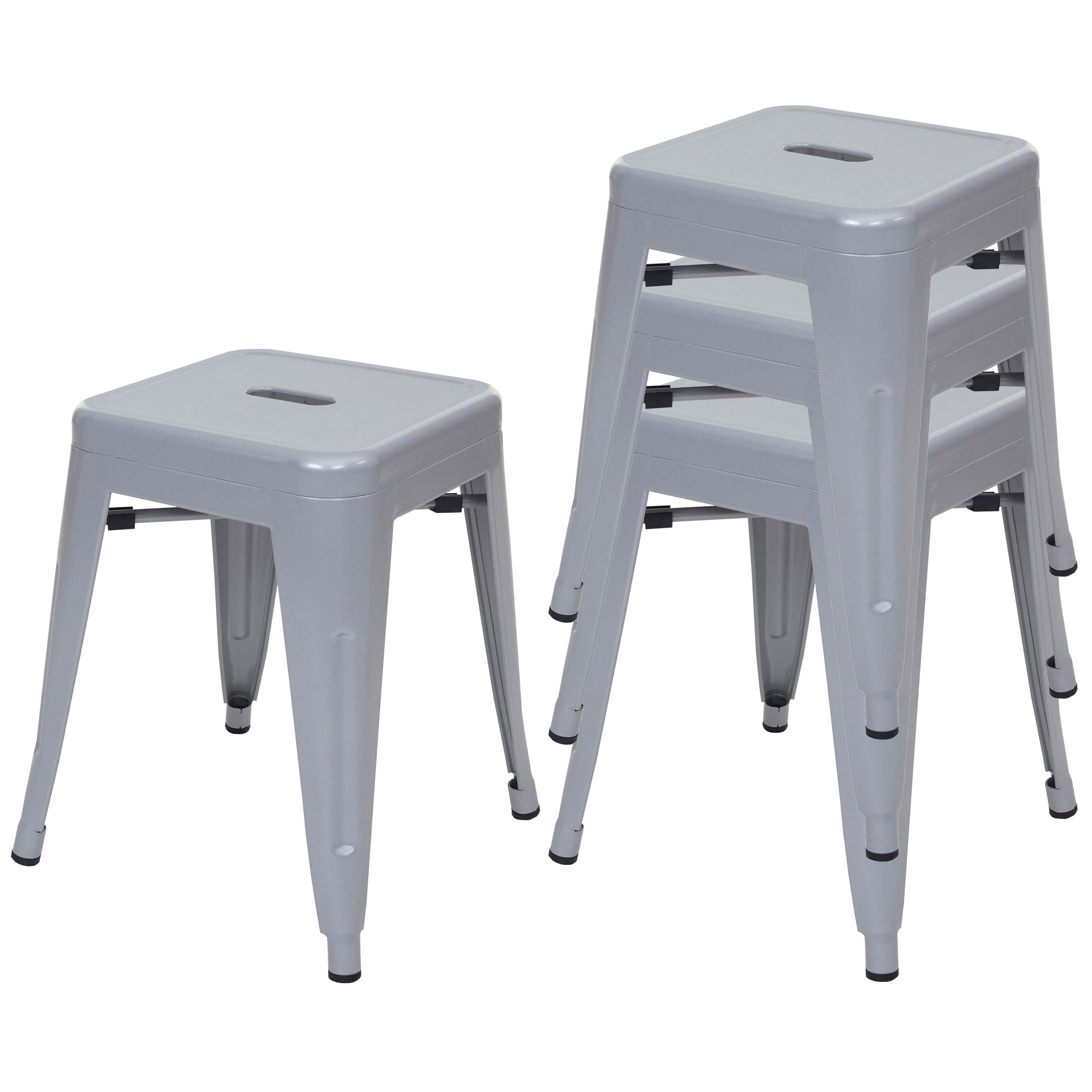 4er-Set Hocker MCW-A73, Metallhocker Sitzhocker, Metall Industriedesign stapelbar ~ grau 