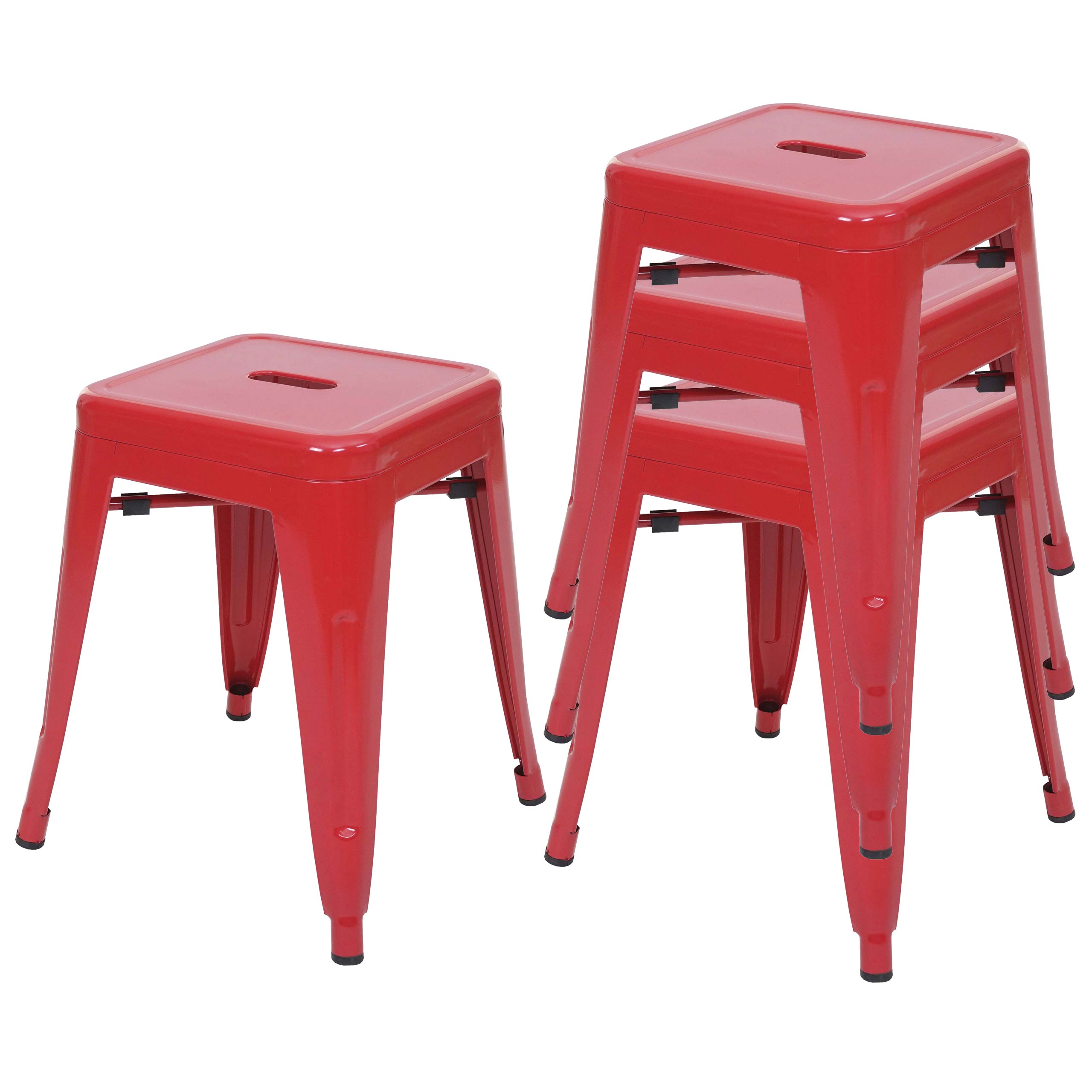 4er-Set Hocker MCW-A73, Metallhocker Sitzhocker, Metall Industriedesign stapelbar ~ rot 