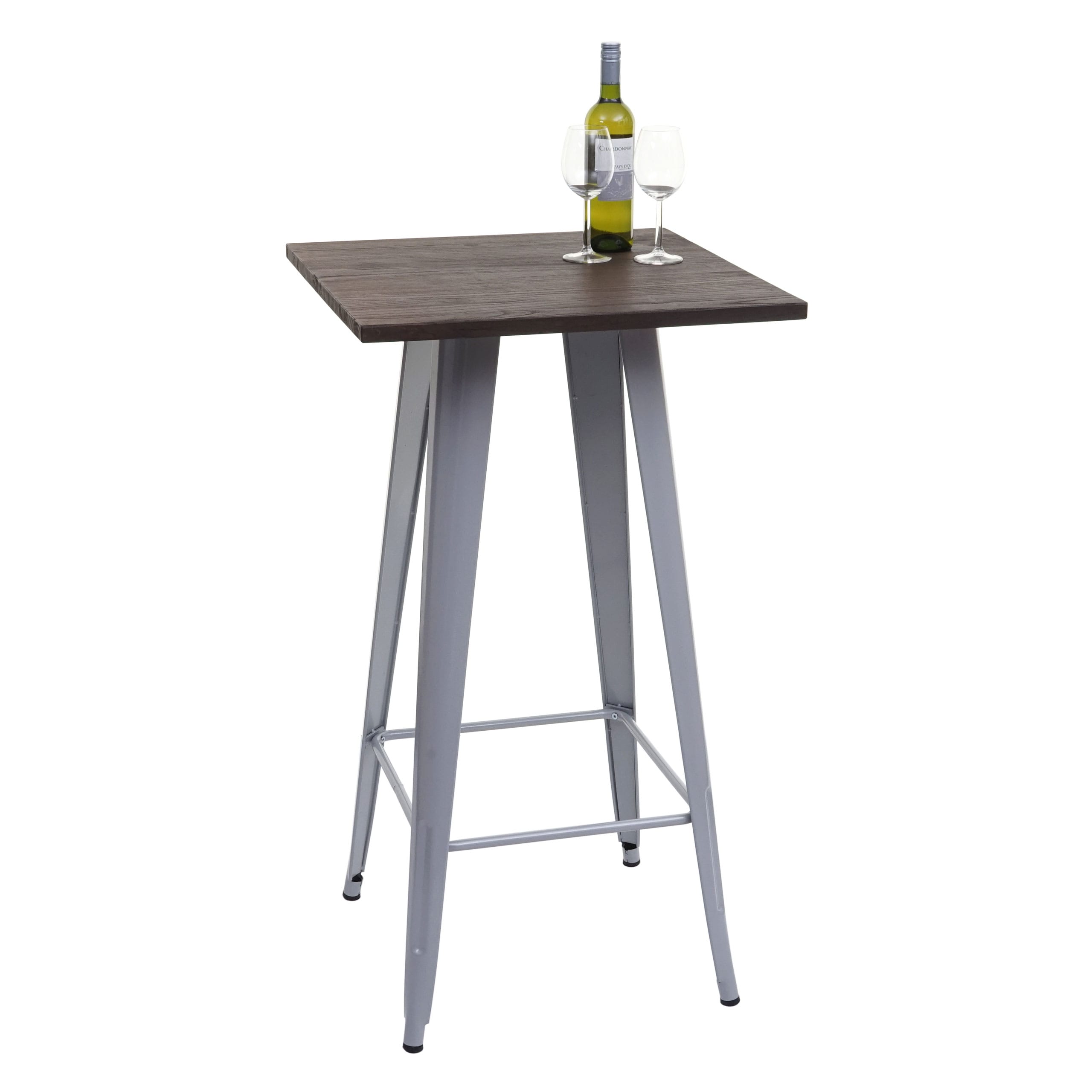 Stehtisch MCW-A73 inkl. Holz-Tischplatte, Bistrotisch Bartisch, Metall Industriedesign MVG 107x60x60cm ~ grau 