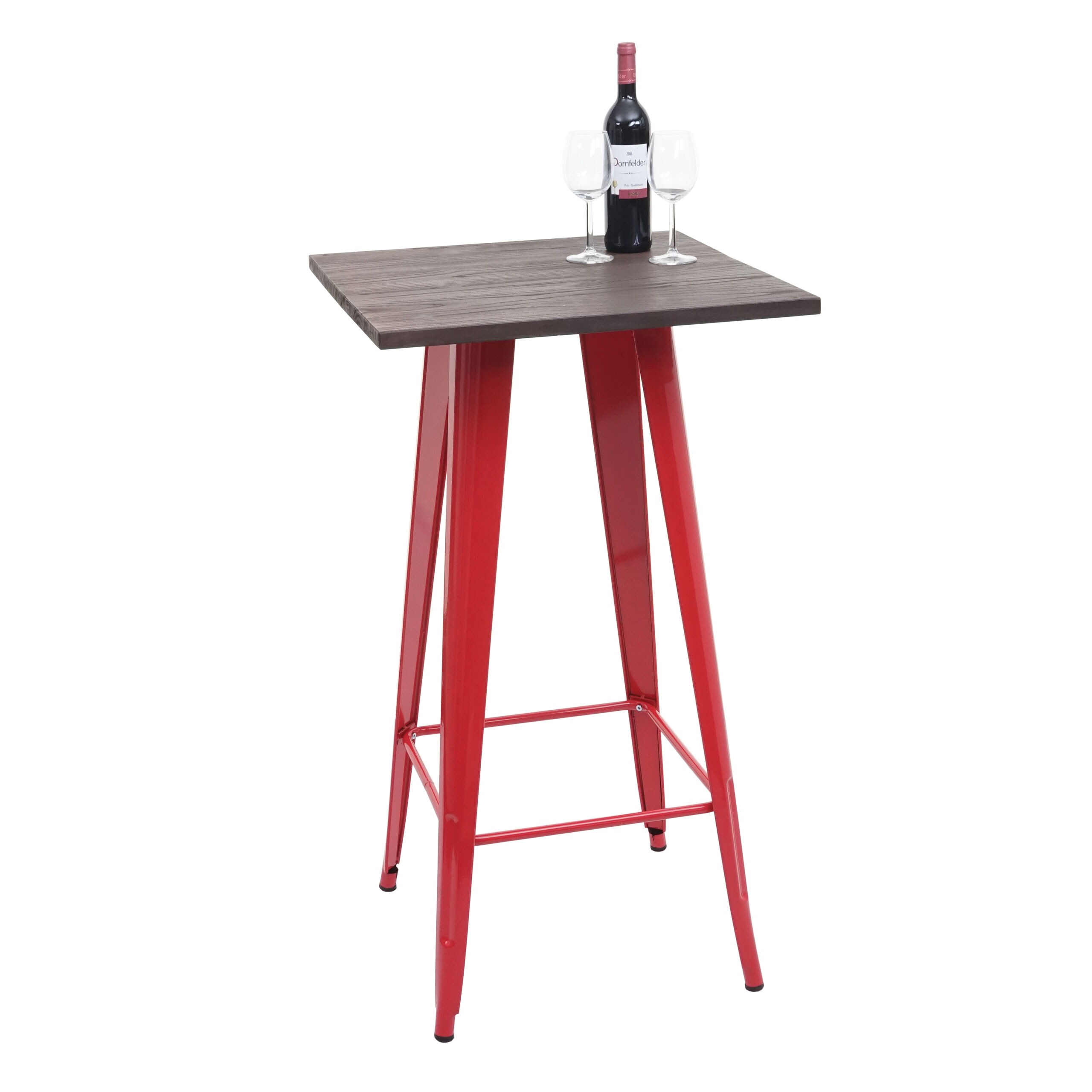 Stehtisch MCW-A73 inkl. Holz-Tischplatte, Bistrotisch Bartisch, Metall Industriedesign MVG 107x60x60cm ~ rot 