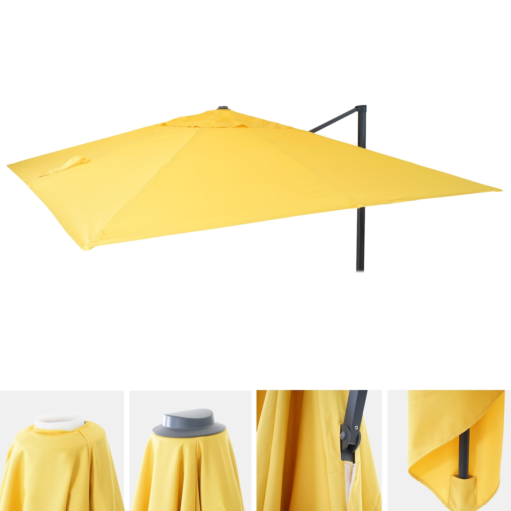 Ersatz-Bezug für Luxus-Ampelschirm MCW-A96, Sonnenschirmbezug Ersatzbezug, 3,5x3,5m (Ø4,95m) Polyester ~ gelb