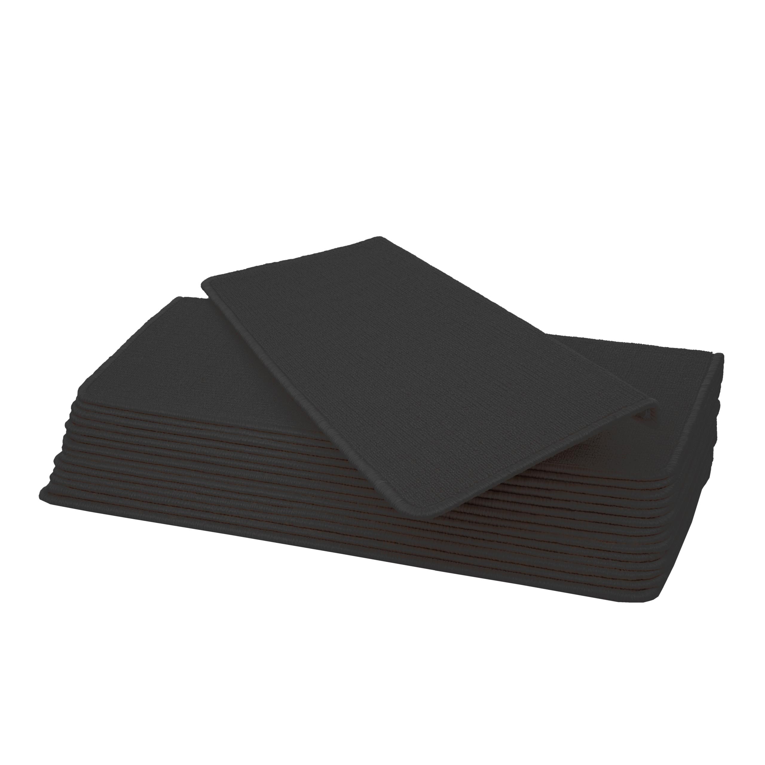 15er-Set Stufenmatte MCW-G49, Treppenteppich Treppenschutz Treppenmattenset, 65x25cm ~ rechteckig, schwarz-anthrazit 