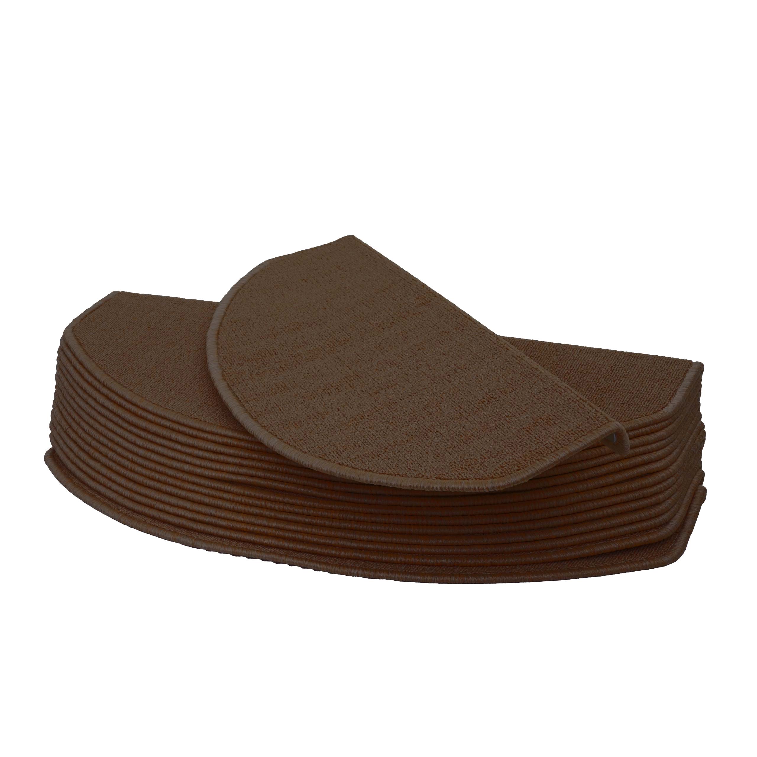 15er-Set Stufenmatte MCW-G49, Treppenteppich Treppenschutz Treppenmattenset, 65x25cm ~ halbrund, braun 