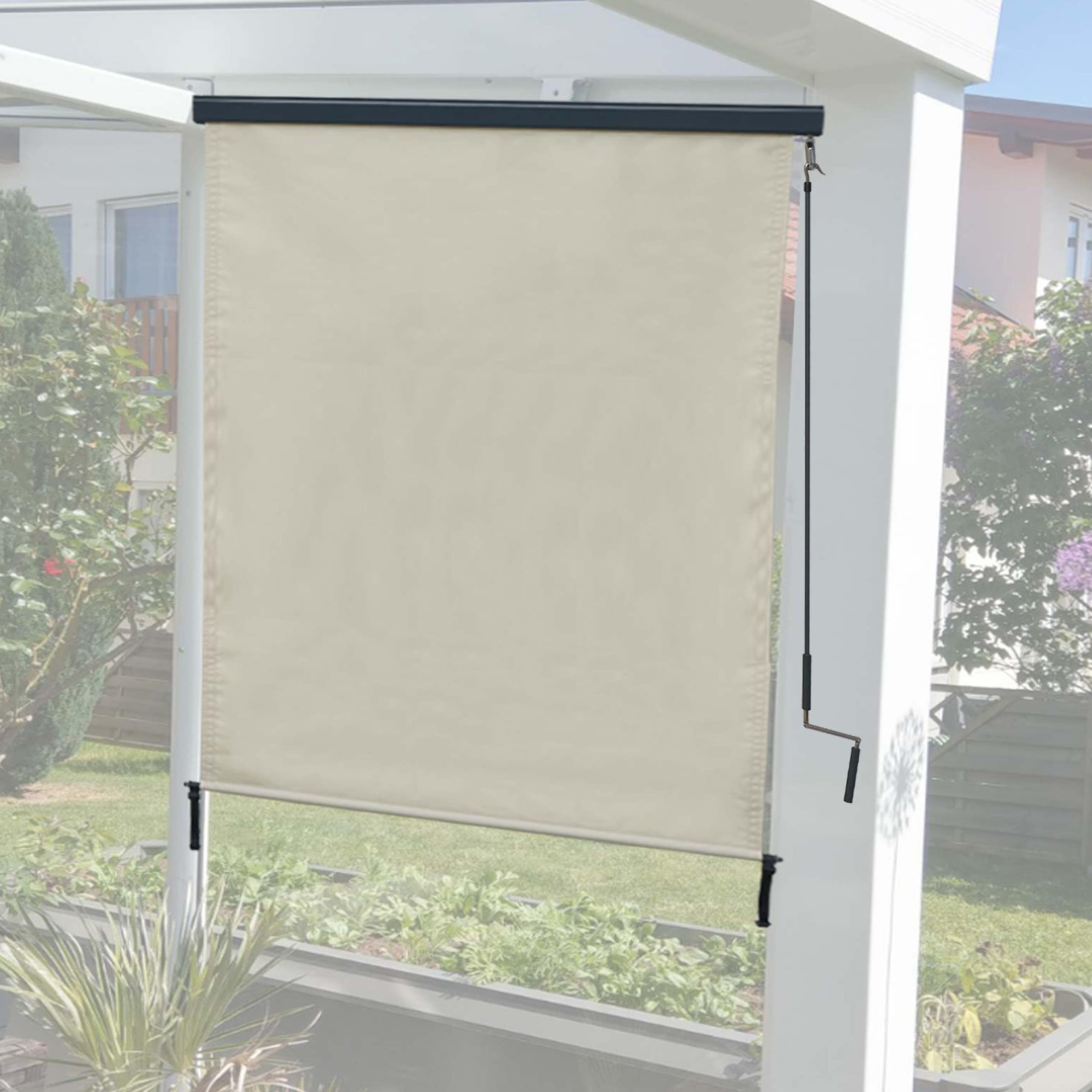 Vertikalmarkise MCW-F42, Senkrechtmarkise Sichtschutz Au&szlig;enrollo Rollo, UV-Schutz 50 Stoff ~ 250x140cm, creme-beige 