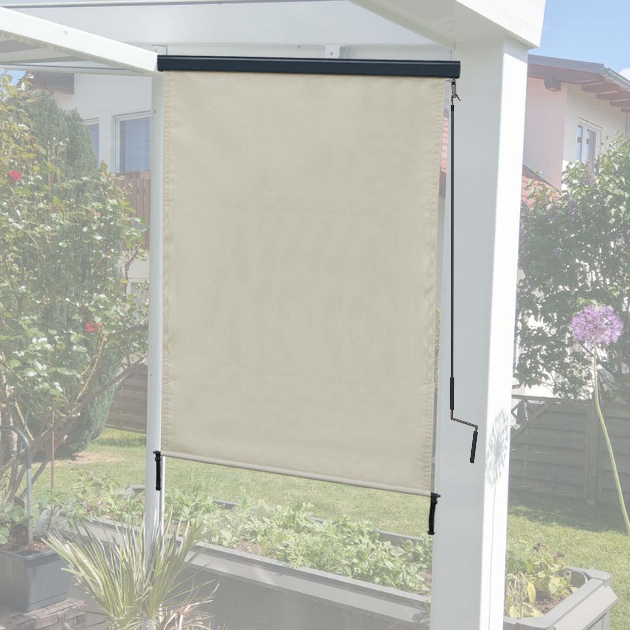 Vertikalmarkise MCW-F42, Senkrechtmarkise Sichtschutz Au&szlig;enrollo Rollo, UV-Schutz 50 Stoff ~ 250x100cm, creme-beige 