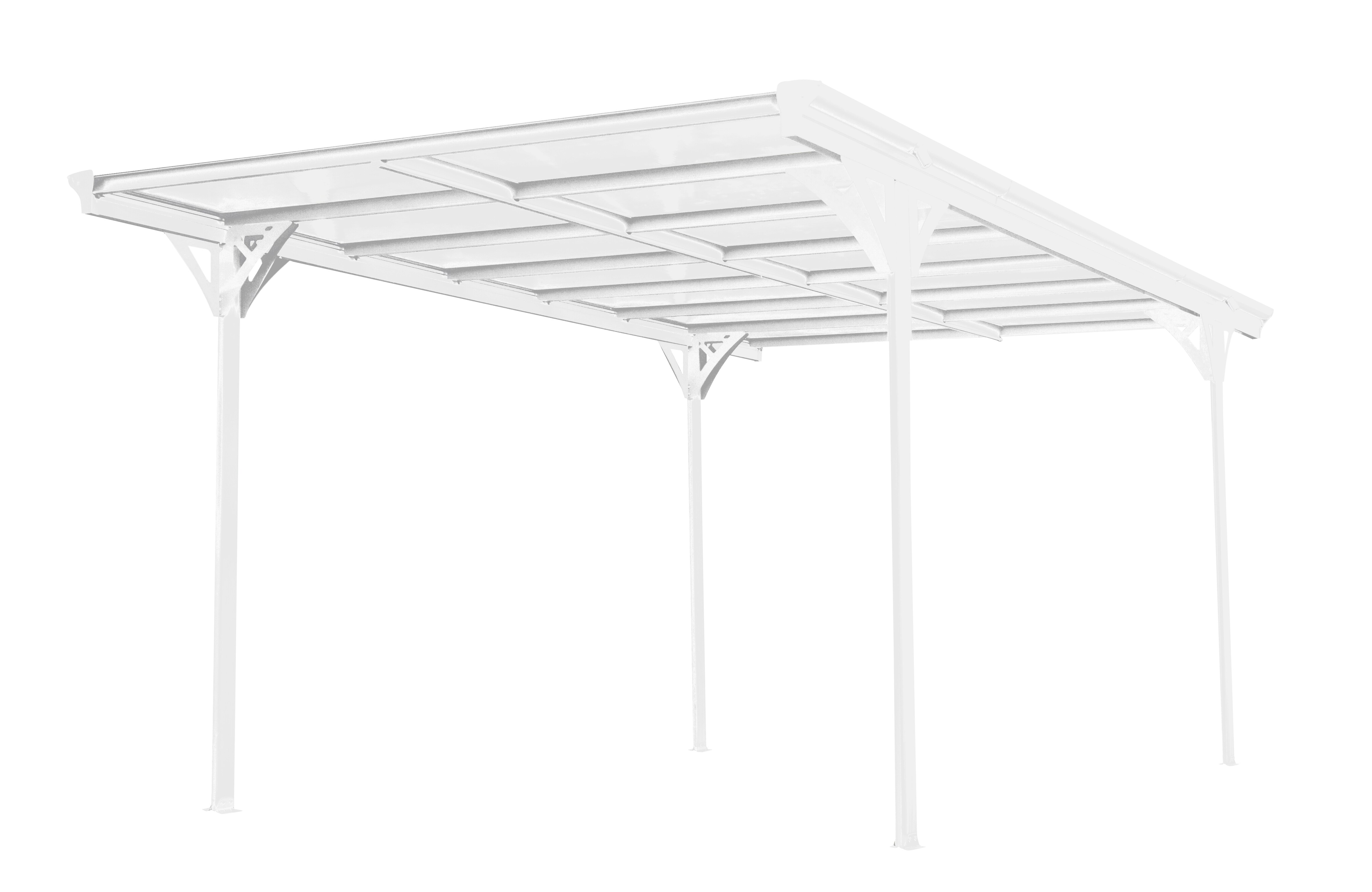 Westmann Aluminium Flachdach Carport Helsinki 15 m&sup2; weiss inkl. Regenrinne 