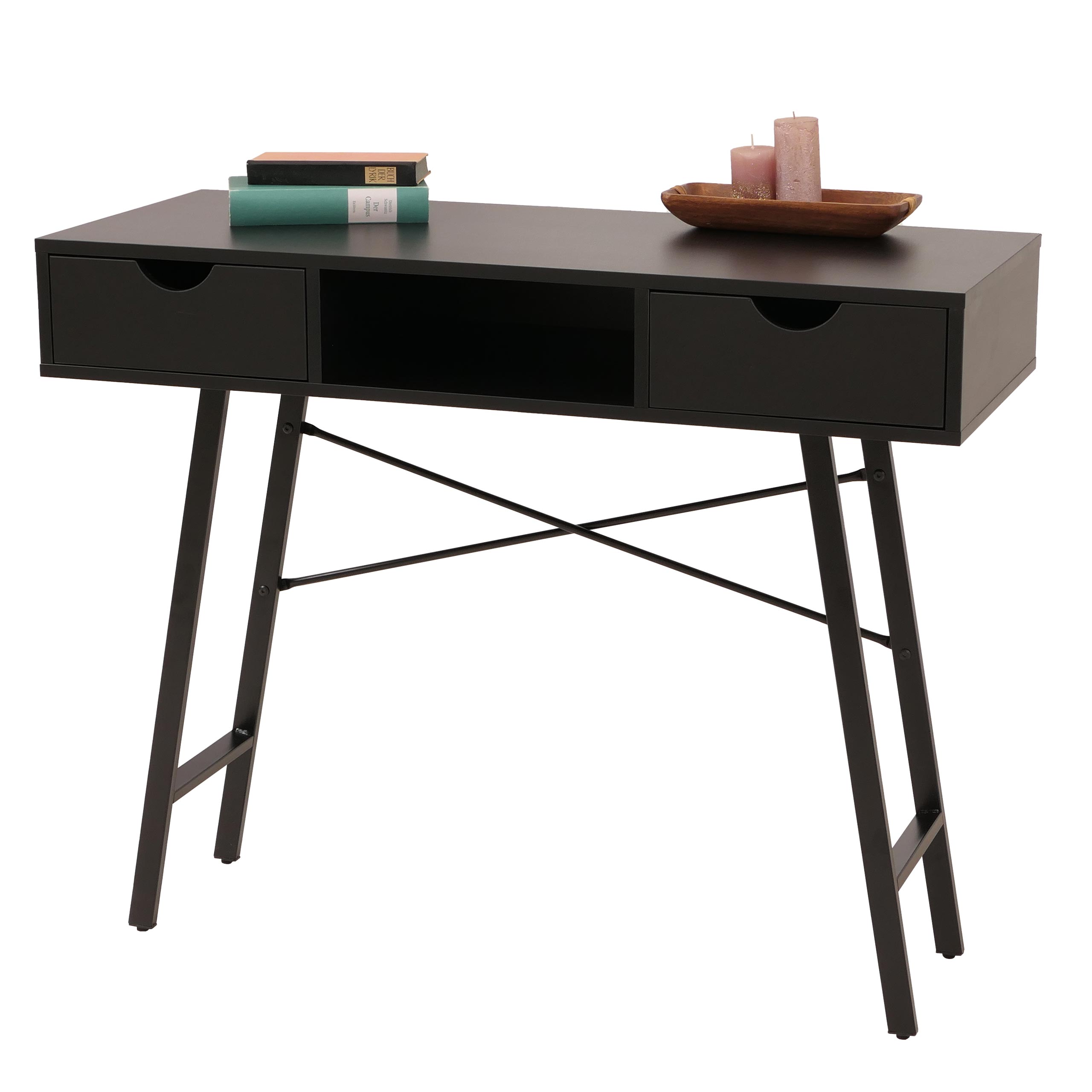 Konsolentisch MCW-E92, Ablagentisch Beistelltisch, 3D-Struktur 100x40cm ~ schwarz 